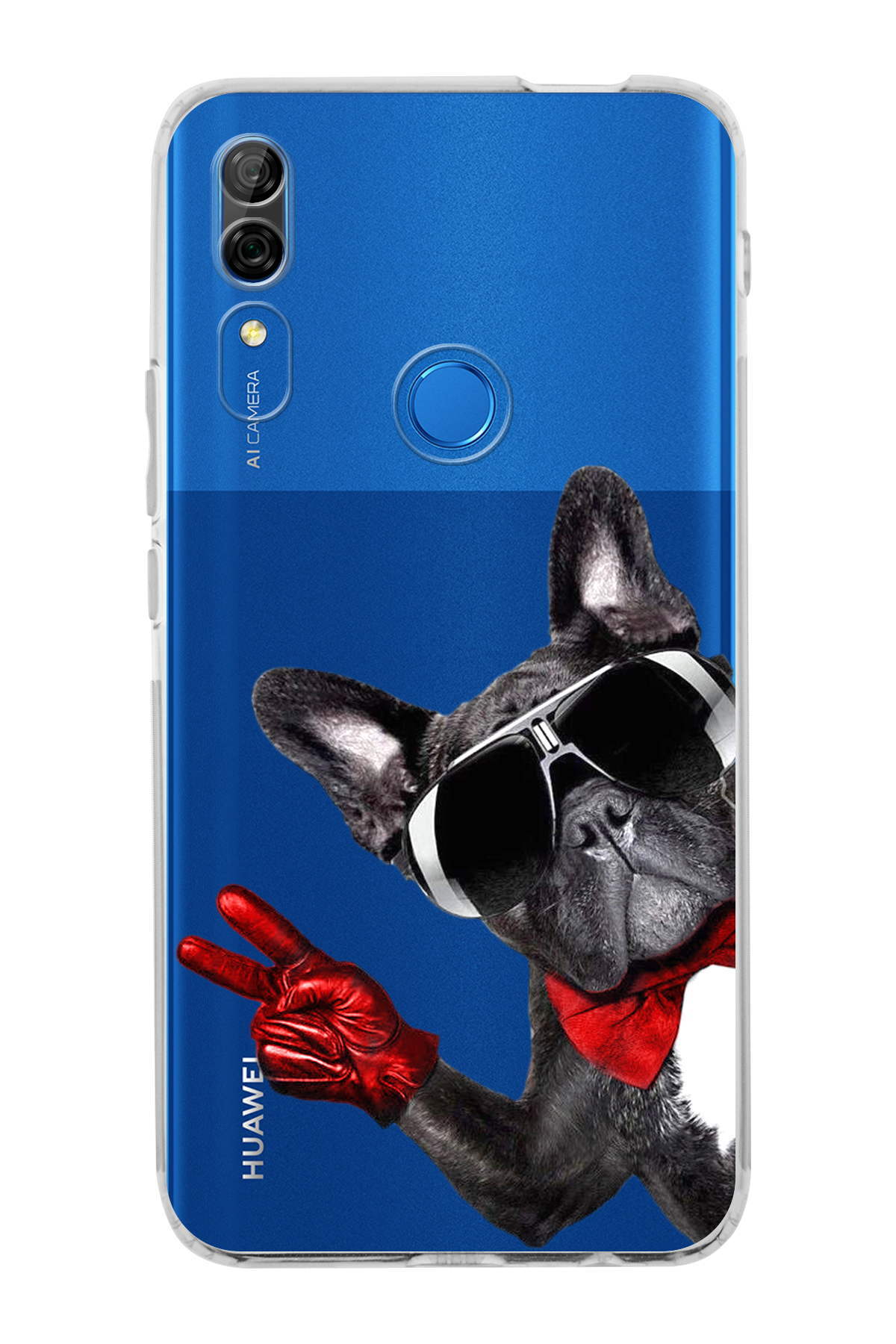 Huawei P Smart Z ile Uyumlu Köpek 2 Kamera Korumalı Şeffaf Kılıf