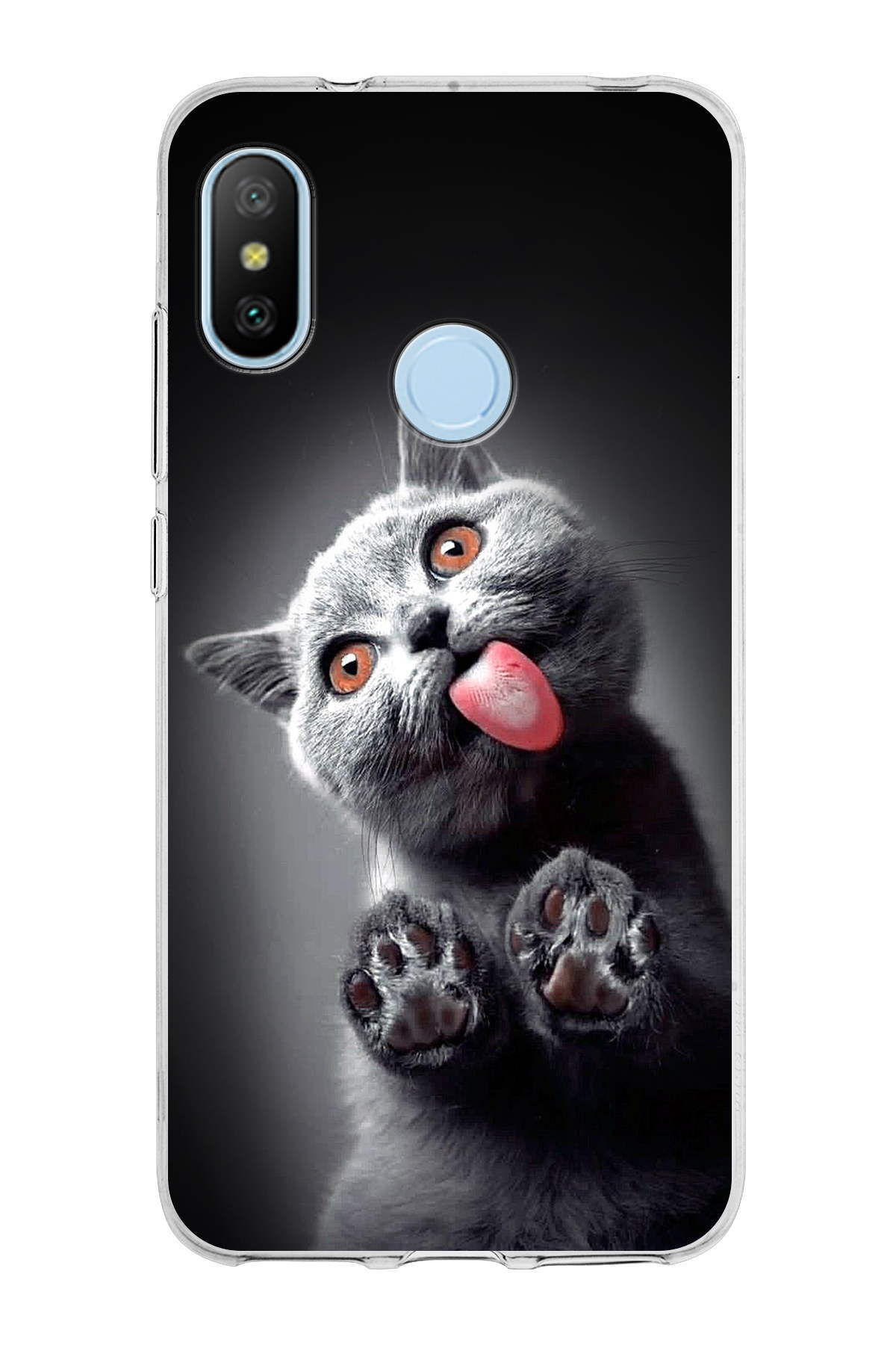 Xiaomi Mi A2 Lite ile Uyumlu Kedi 2 Kamera Korumalı Şeffaf Uyumlu