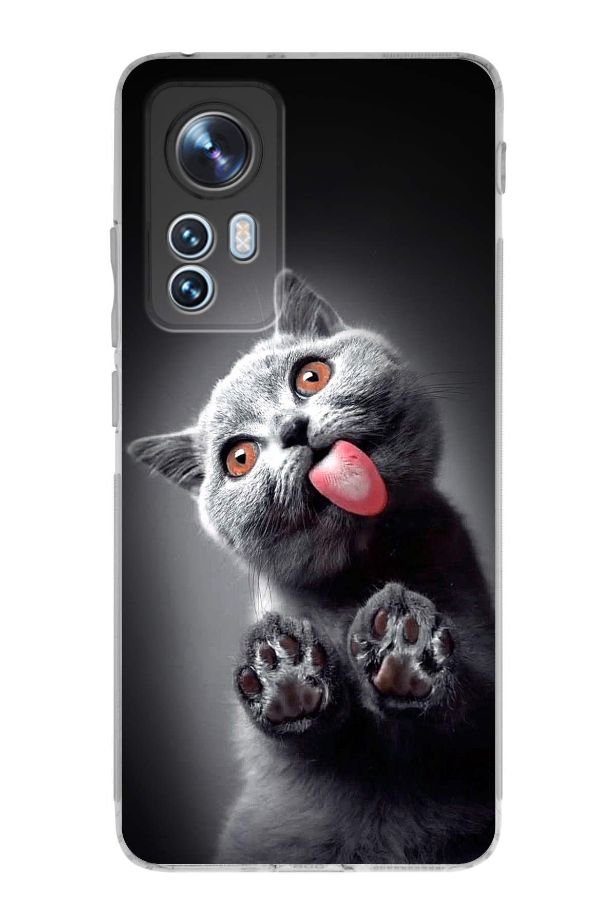 Xiaomi Mi 12 ile Uyumlu Kedi 2 Kamera Korumalı Şeffaf Kılıf