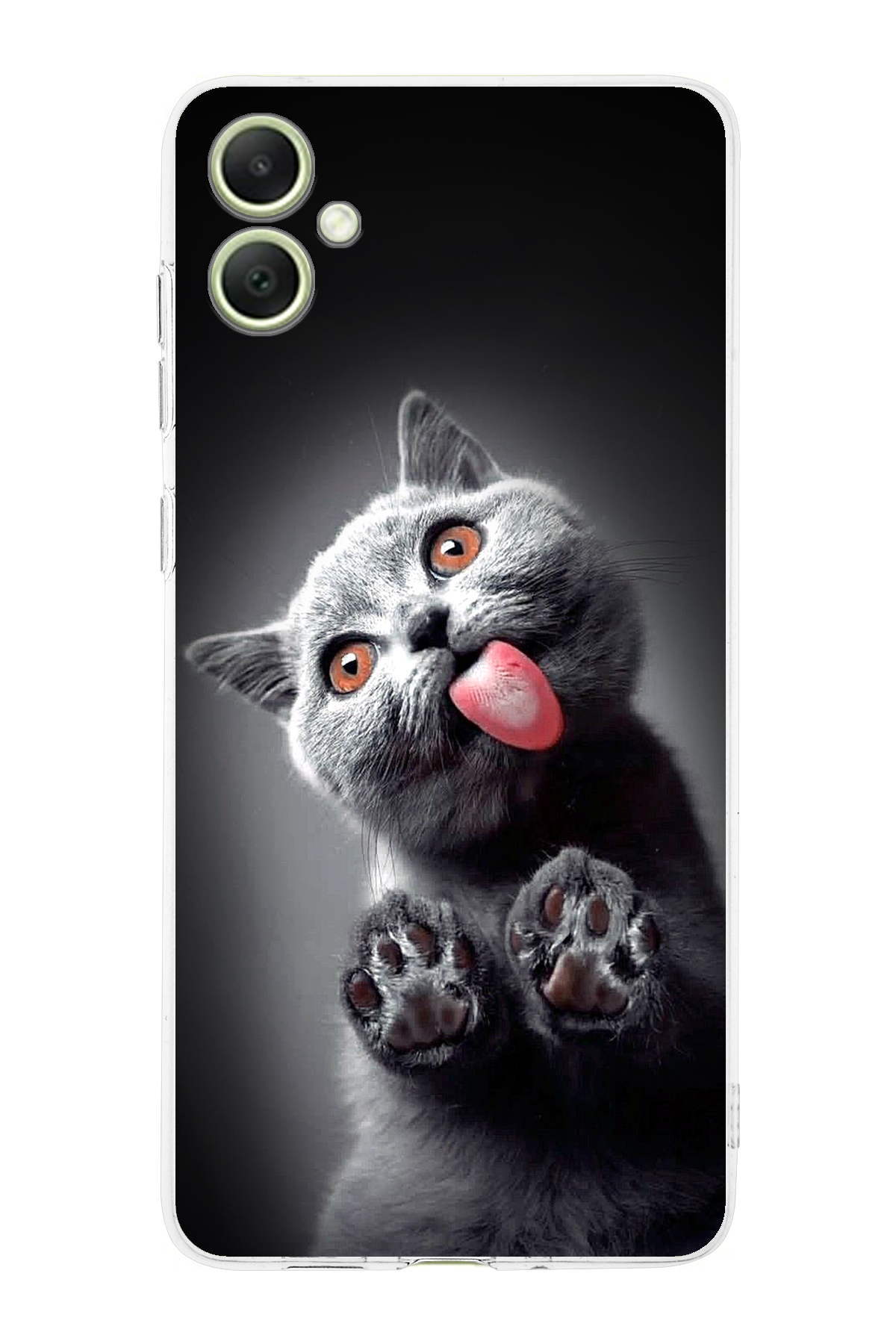 Samsung Galaxy A05 ile Uyumlu Kedi 2 Kamera Korumalı Şeffaf Kılıf