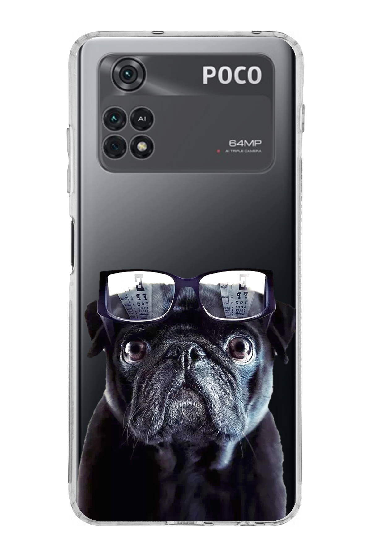 Poco M4 Pro 4G ile Uyumlu Köpek 3 Kamera Korumalı Şeffaf Kılıf