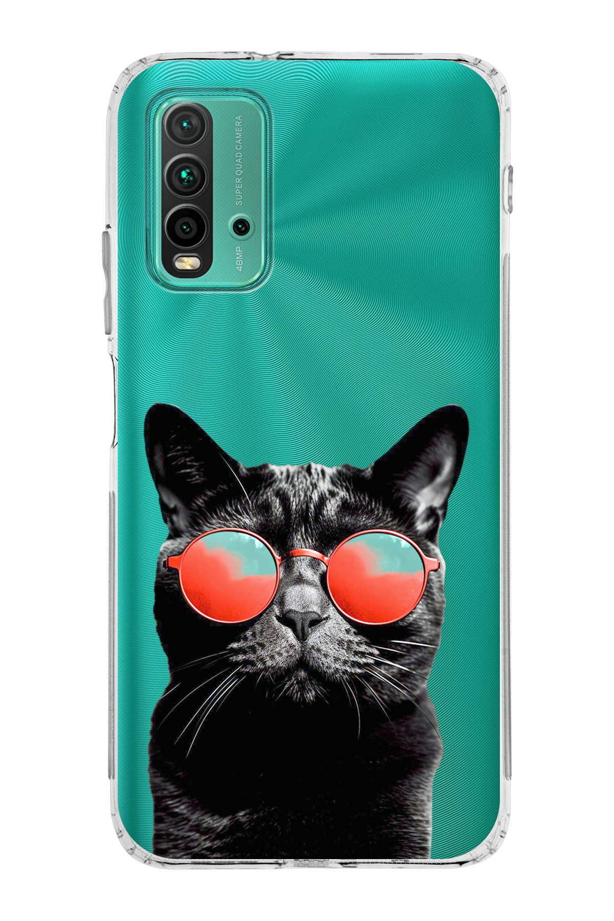 Xiaomi Redmi 9T ile Uyumlu Kedi 3 Kamera Korumalı Şeffaf Kılıf