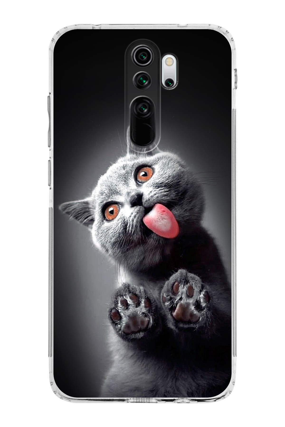 Xiaomi Redmi Note 8 Pro ile Uyumlu Kedi 2 Kamera Korumalı Şeffaf Kılıf