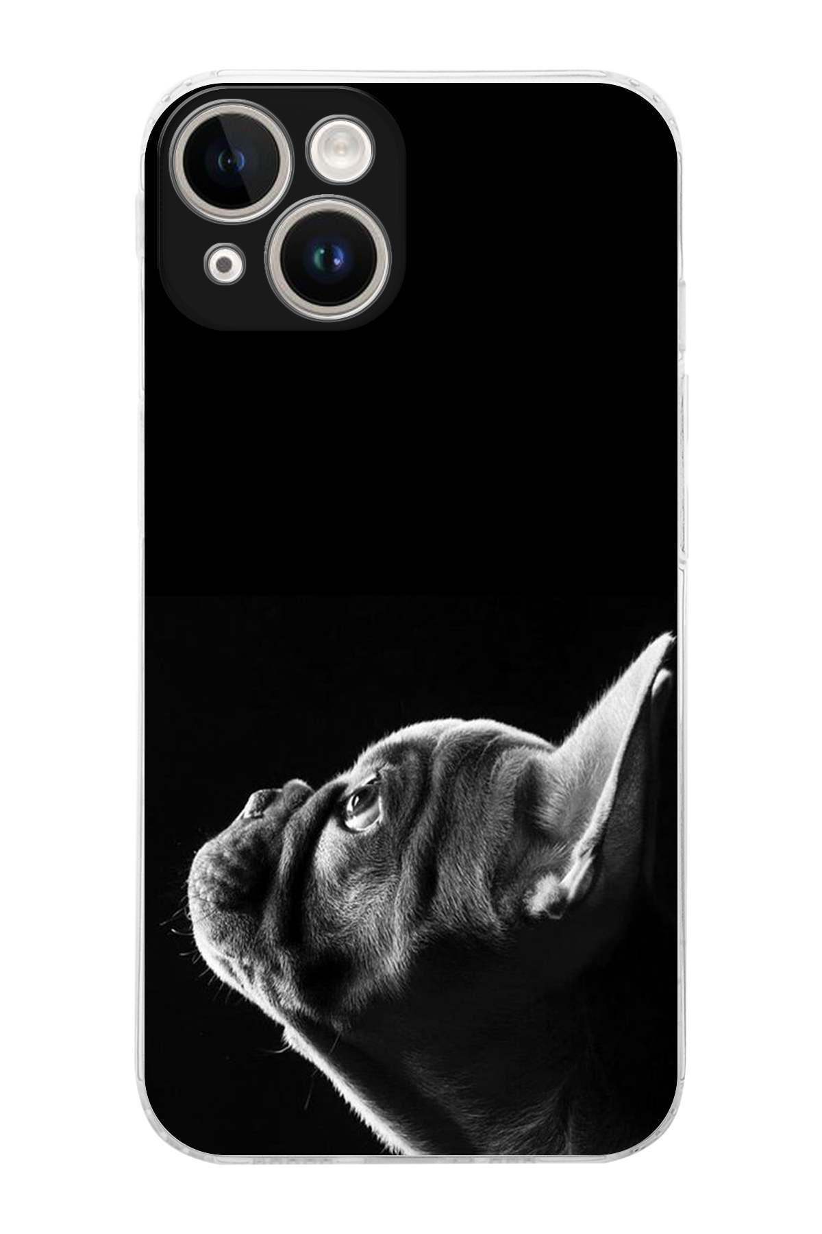 PrintiFy Apple iPhone 14 Plus ile Uyumlu Köpek 1 Kamera Korumalı Şeffaf Kılıf