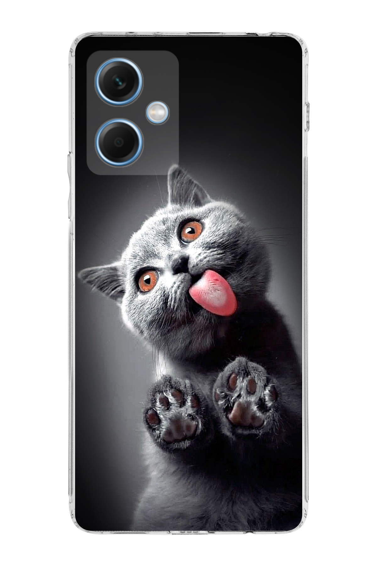Xiaomi Redmi Note 12 4G ile Uyumlu Kedi 2 Kamera Korumalı Şeffaf Kılıf
