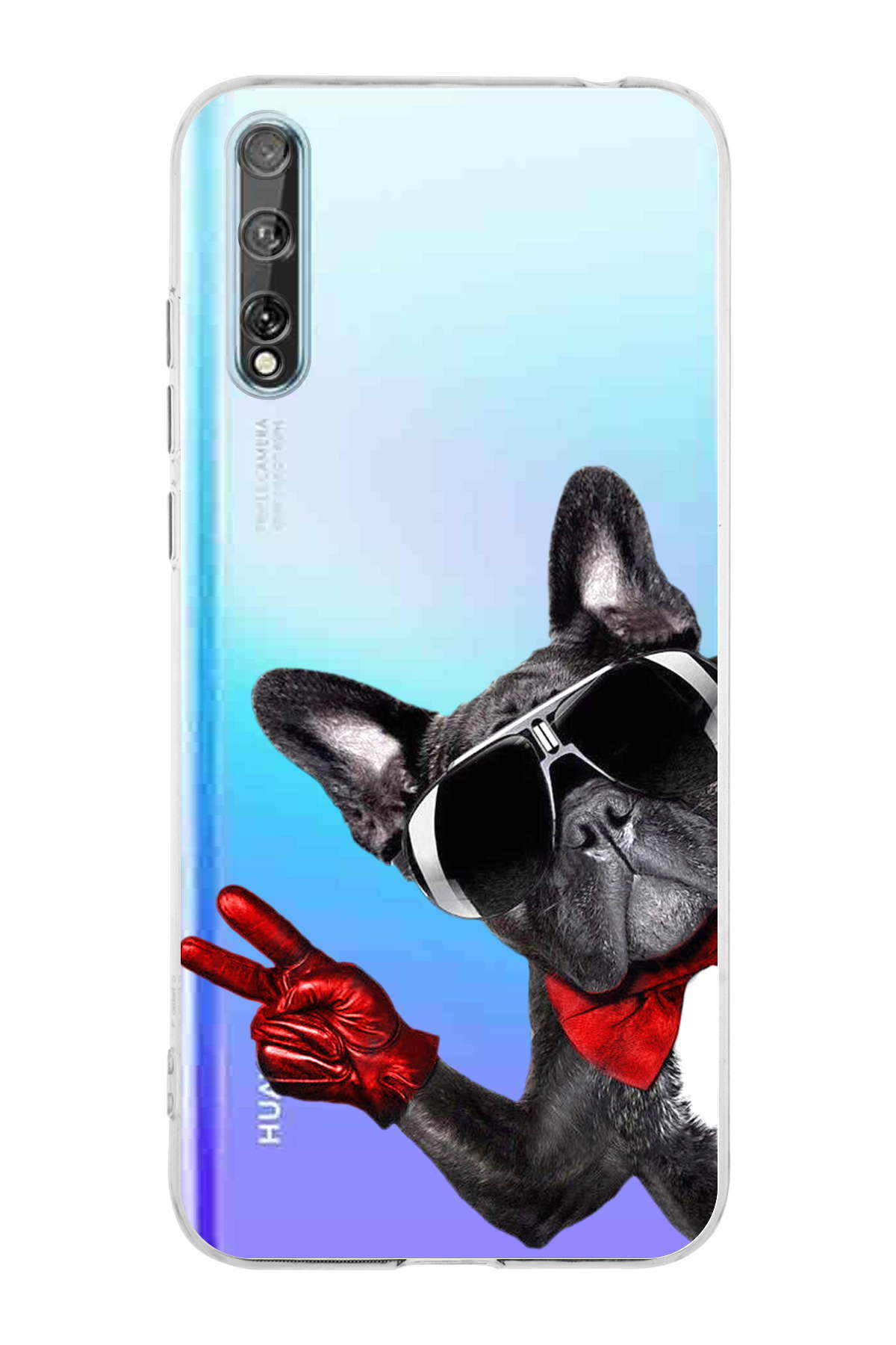 Huawei Y8P ile Uyumlu Köpek 2 Kamera Korumalı Şeffaf Kılıf