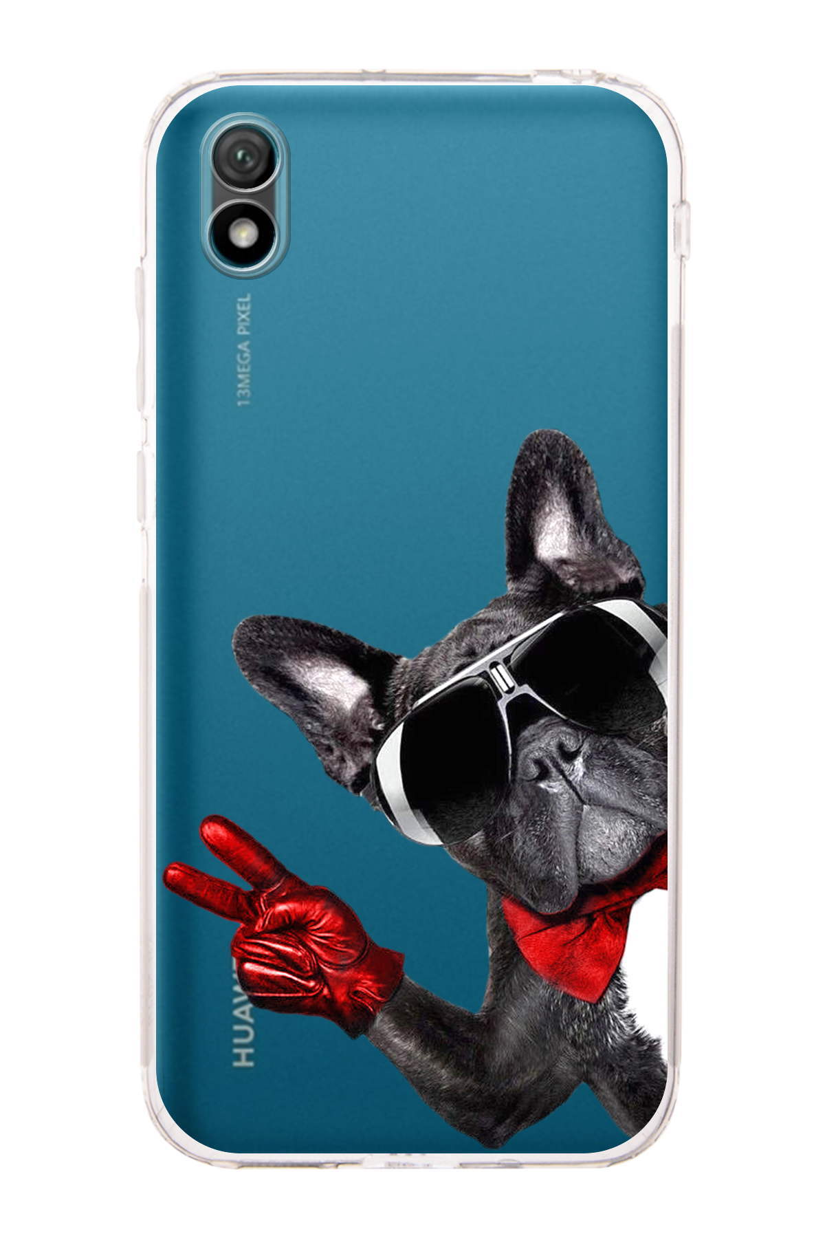 Huawei Y5 2019 ile Uyumlu Köpek 2 Kamera Korumalı Şeffaf Kılıf