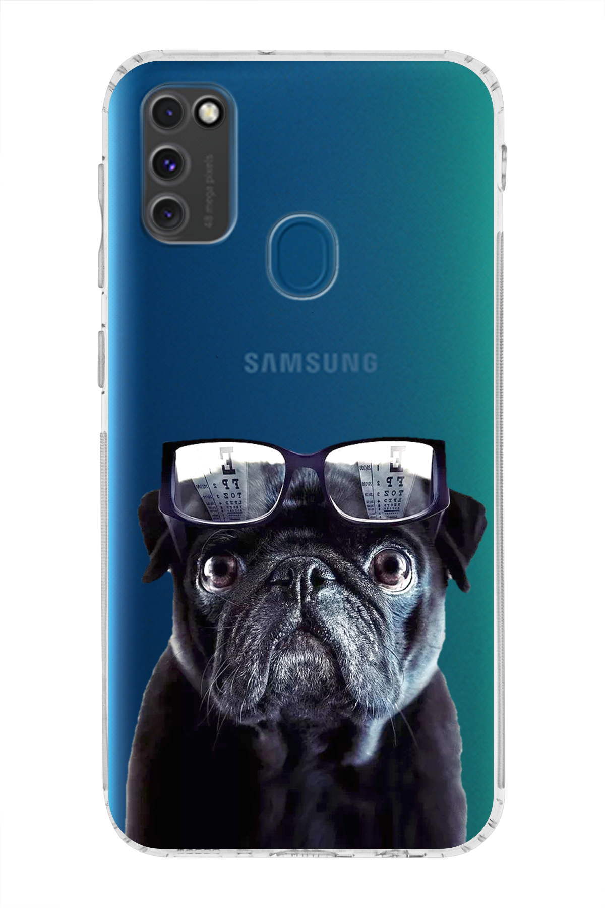 Samsung Galaxy M30S ile Uyumlu Köpek 3 Kamera Korumalı Şeffaf Kılıf