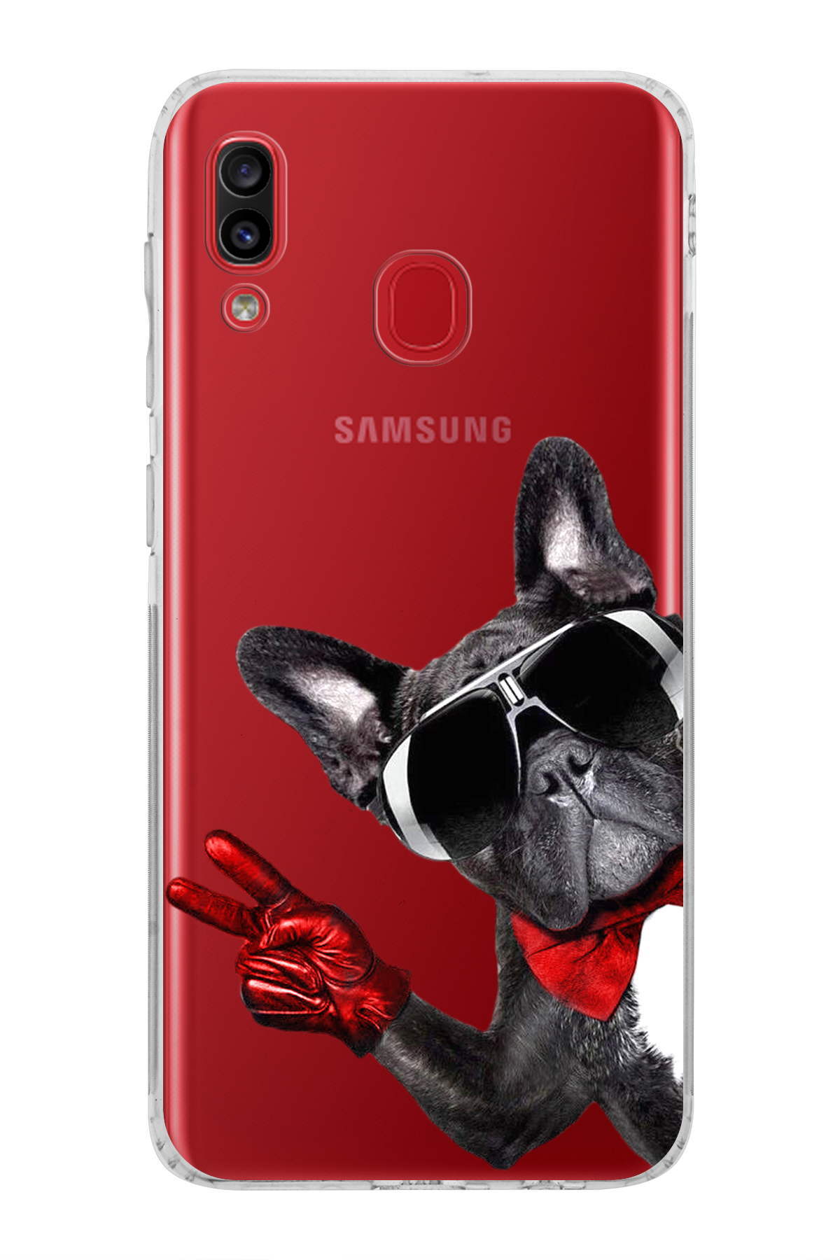 Samsung Galaxy A20 ile Uyumlu Köpek 2 Kamera Korumalı Şeffaf Kılıf