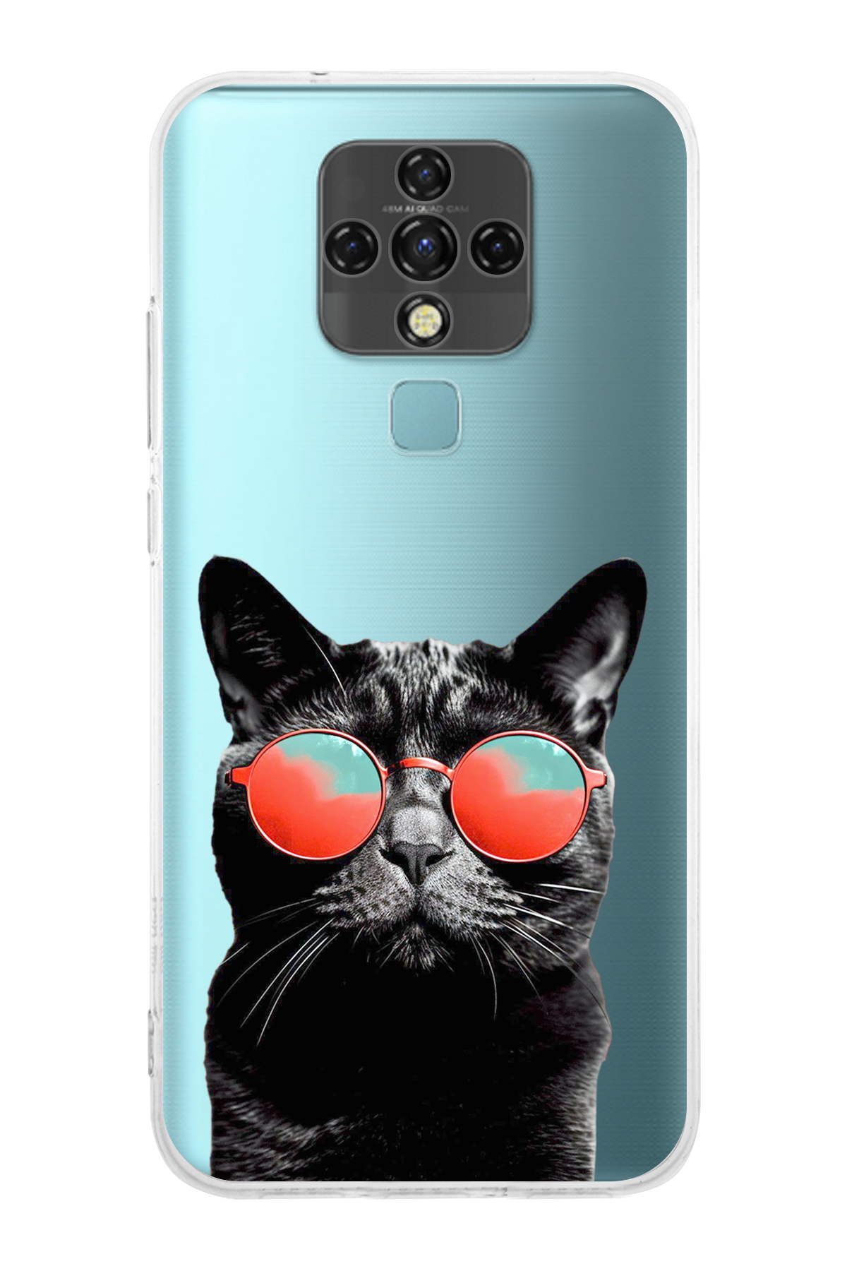 Tecno Camon 18 ile Uyumlu Kedi 3 Kamera Korumalı Şeffaf Kılıf