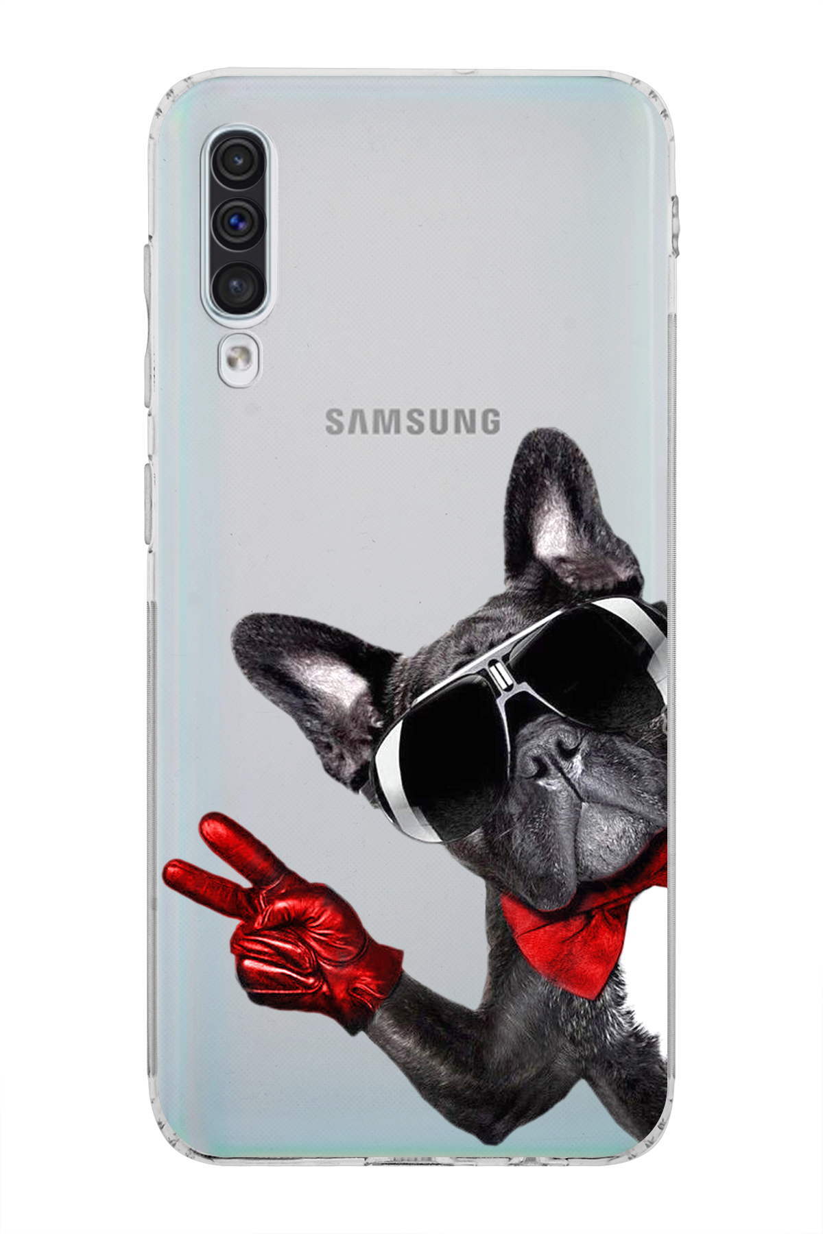 Samsung Galaxy A50s ile Uyumlu Köpek 2 Kamera Korumalı Şeffaf Kılıf