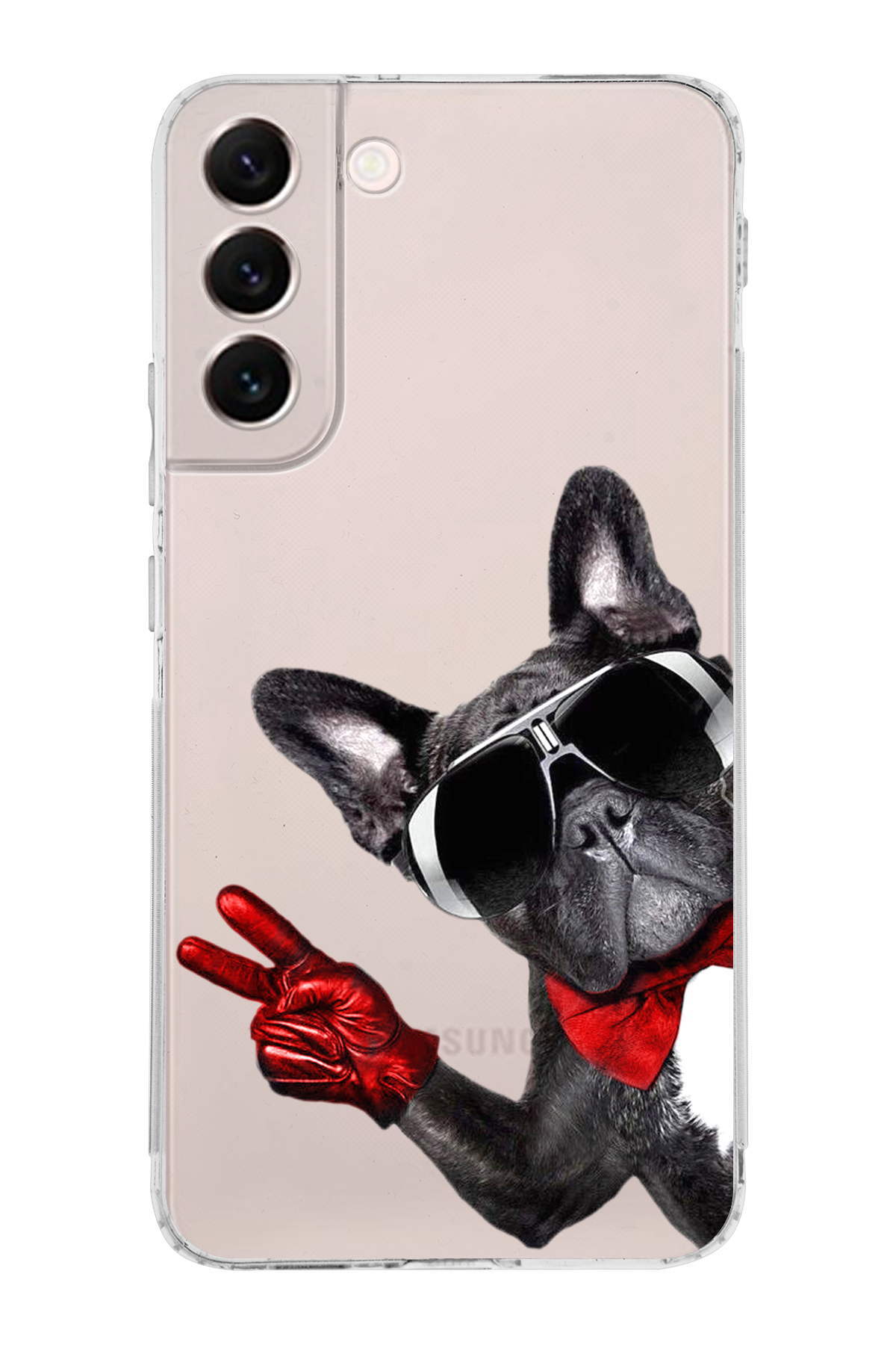 Samsung Galaxy S22 Plus ile Uyumlu Köpek 2 Kamera Korumalı Şeffaf Kılıf