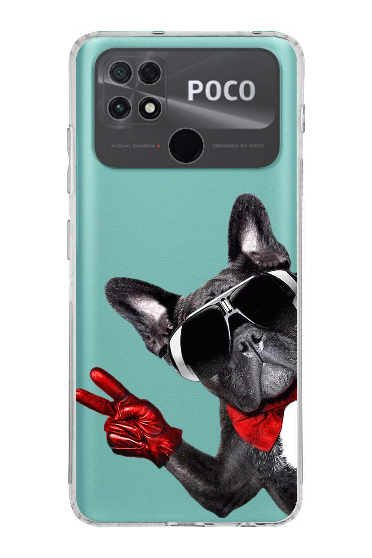 POCO C40 ile Uyumlu Köpek 2 Kamera Korumalı Şeffaf Kılıf
