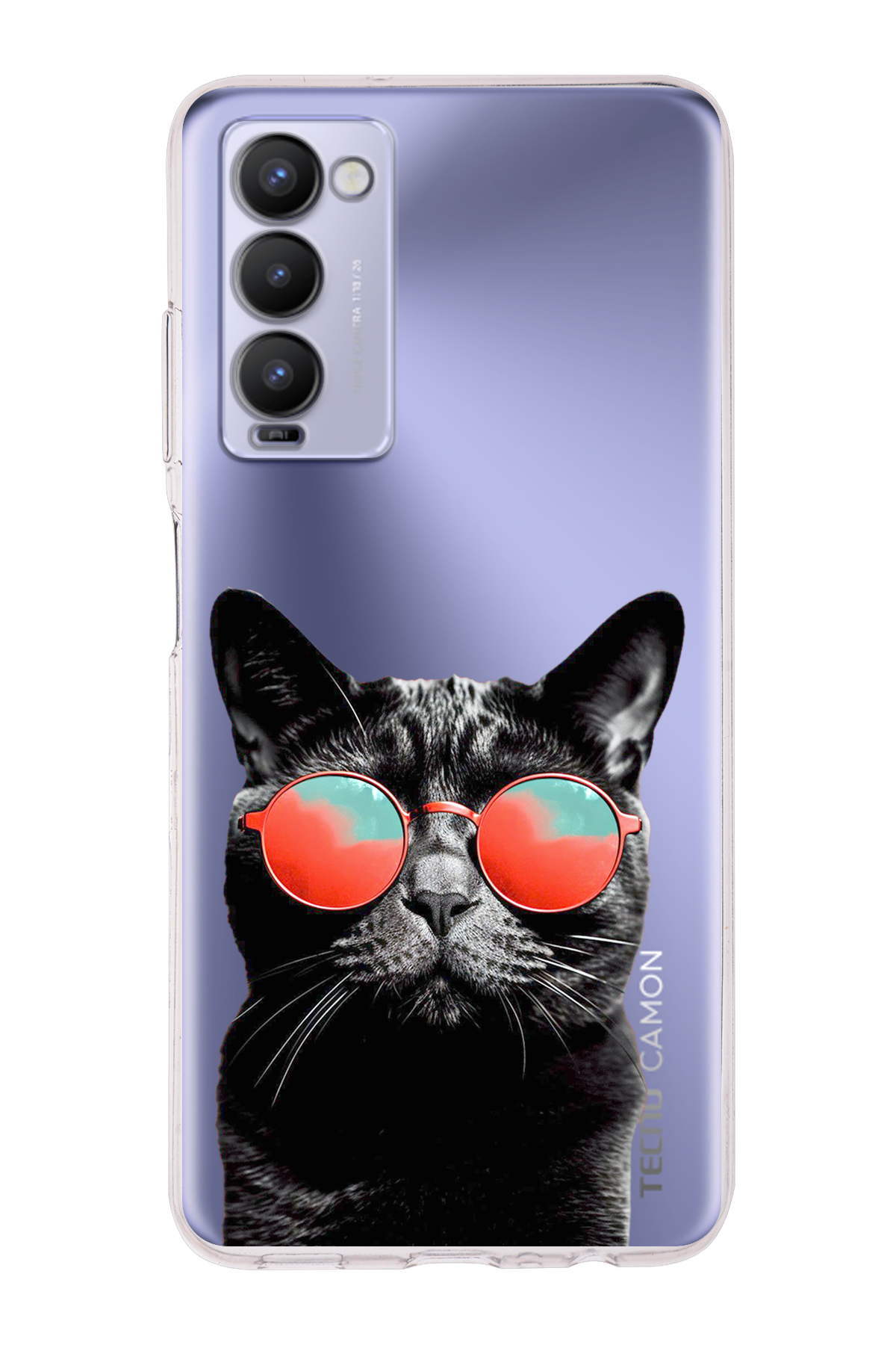Tecno Camon 18 ile Uyumlu Kedi 3 Kamera Korumalı Şeffaf Kılıf