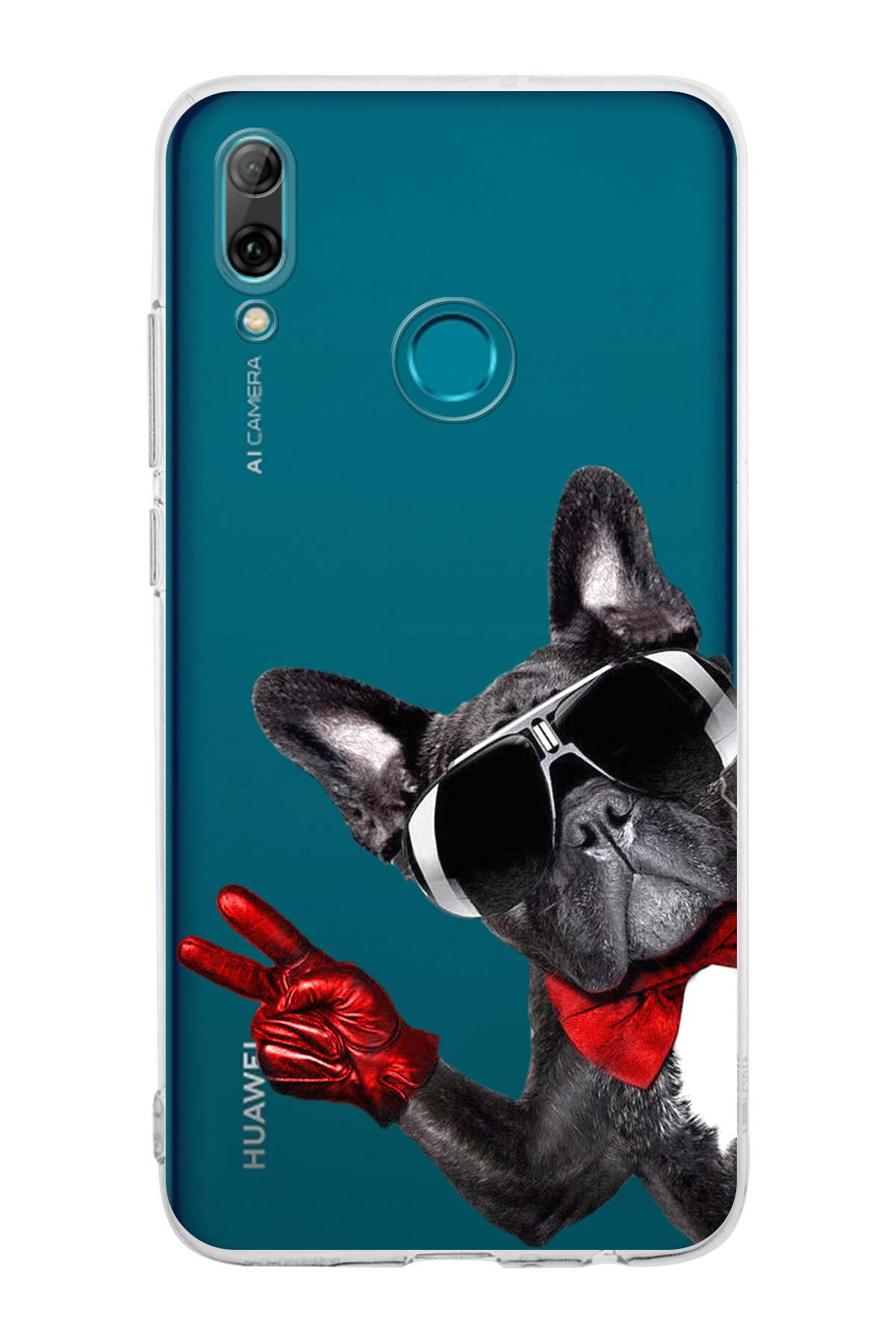 Huawei P Smart 2019 ile Uyumlu Köpek 2 Kamera Korumalı Şeffaf Kılıf