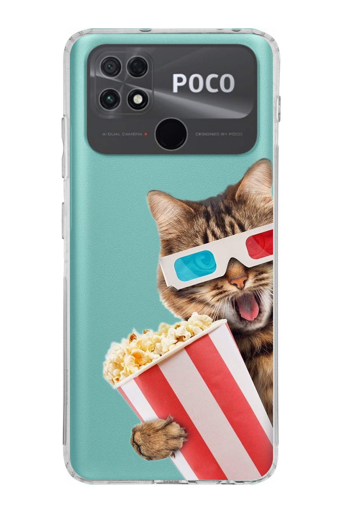 POCO C40 ile Uyumlu Kedi 1 Kamera Korumalı Şeffaf Kılıf