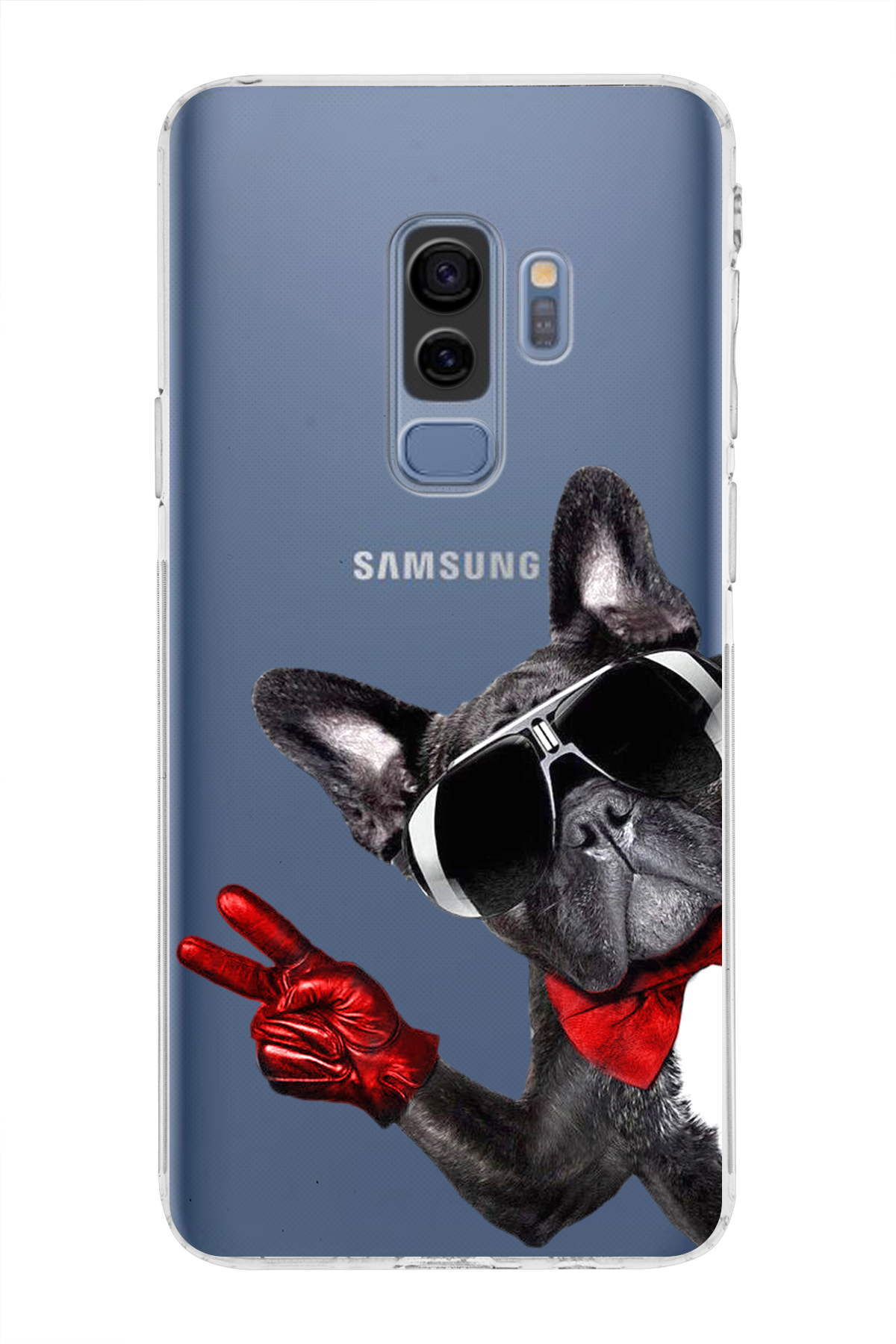 Samsung Galaxy S9 Plus ile Uyumlu Köpek 2 Kamera Korumalı Şeffaf Kılıf