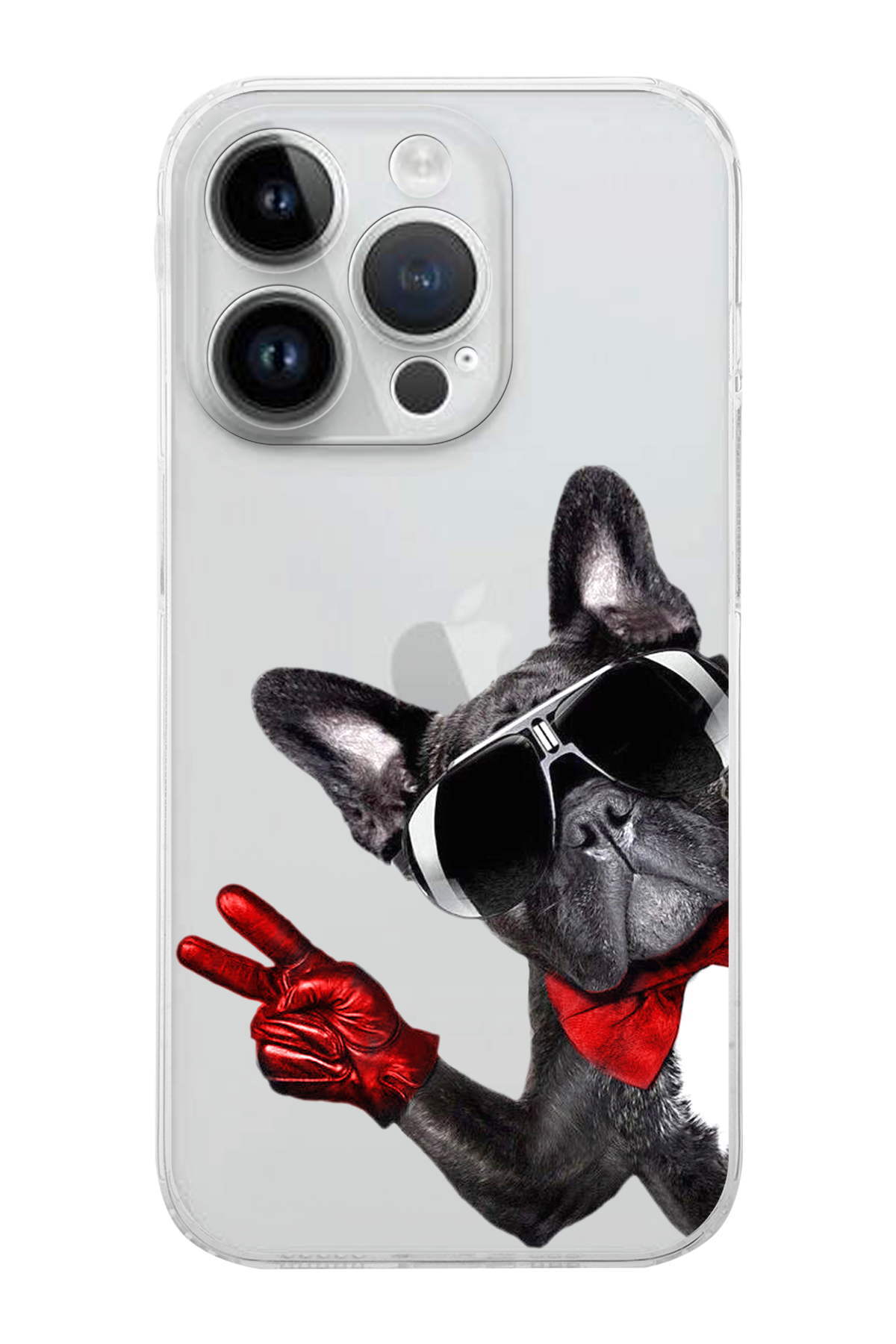 PrintiFy Apple iPhone 14 Pro Max ile Uyumlu Köpek 2 Kamera Korumalı Şeffaf Kılıf