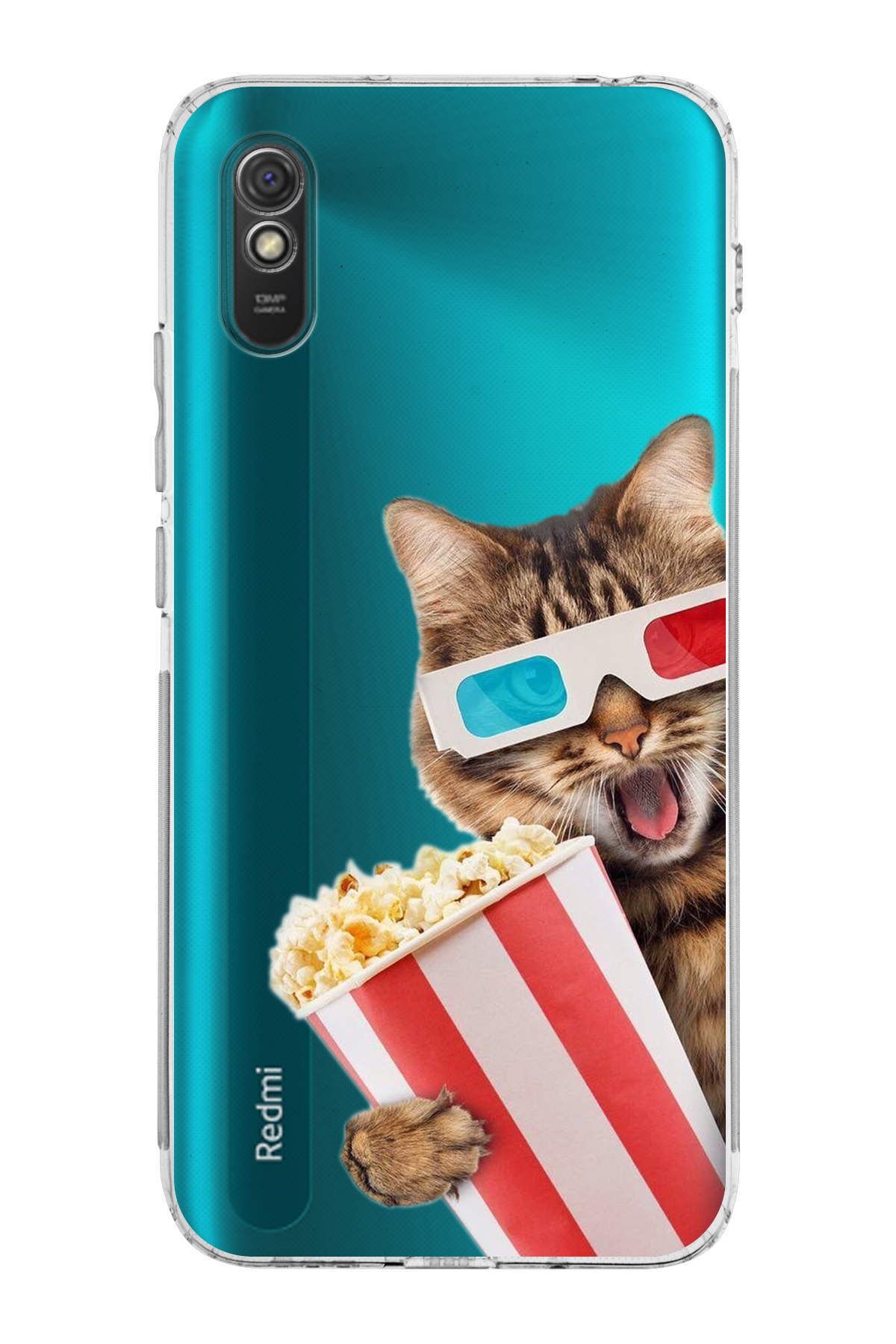 Xiaomi Redmi 9A ile Uyumlu Kedi 1 Kamera Korumalı Şeffaf Kılıf