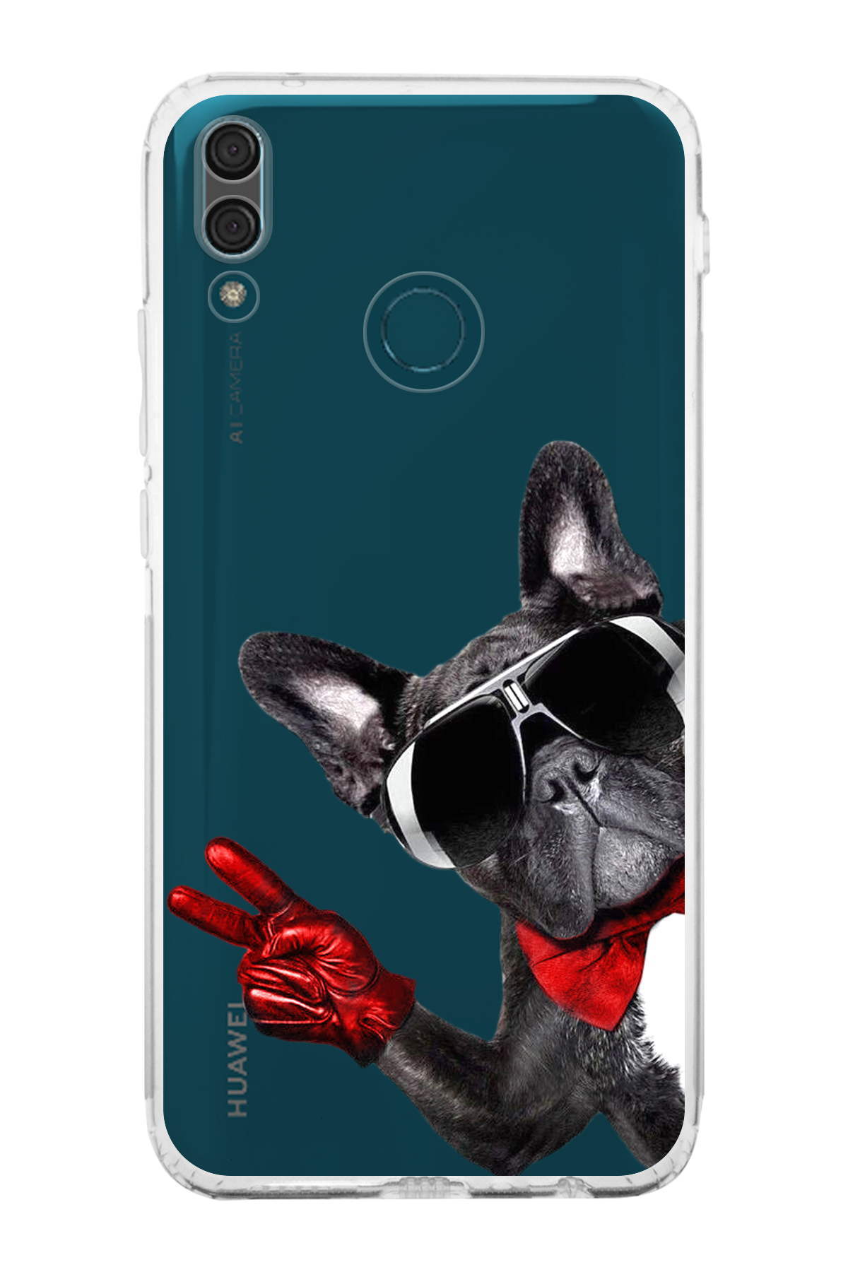 Huawei Y9 2019 ile Uyumlu Köpek 2 Kamera Korumalı Şeffaf Kılıf