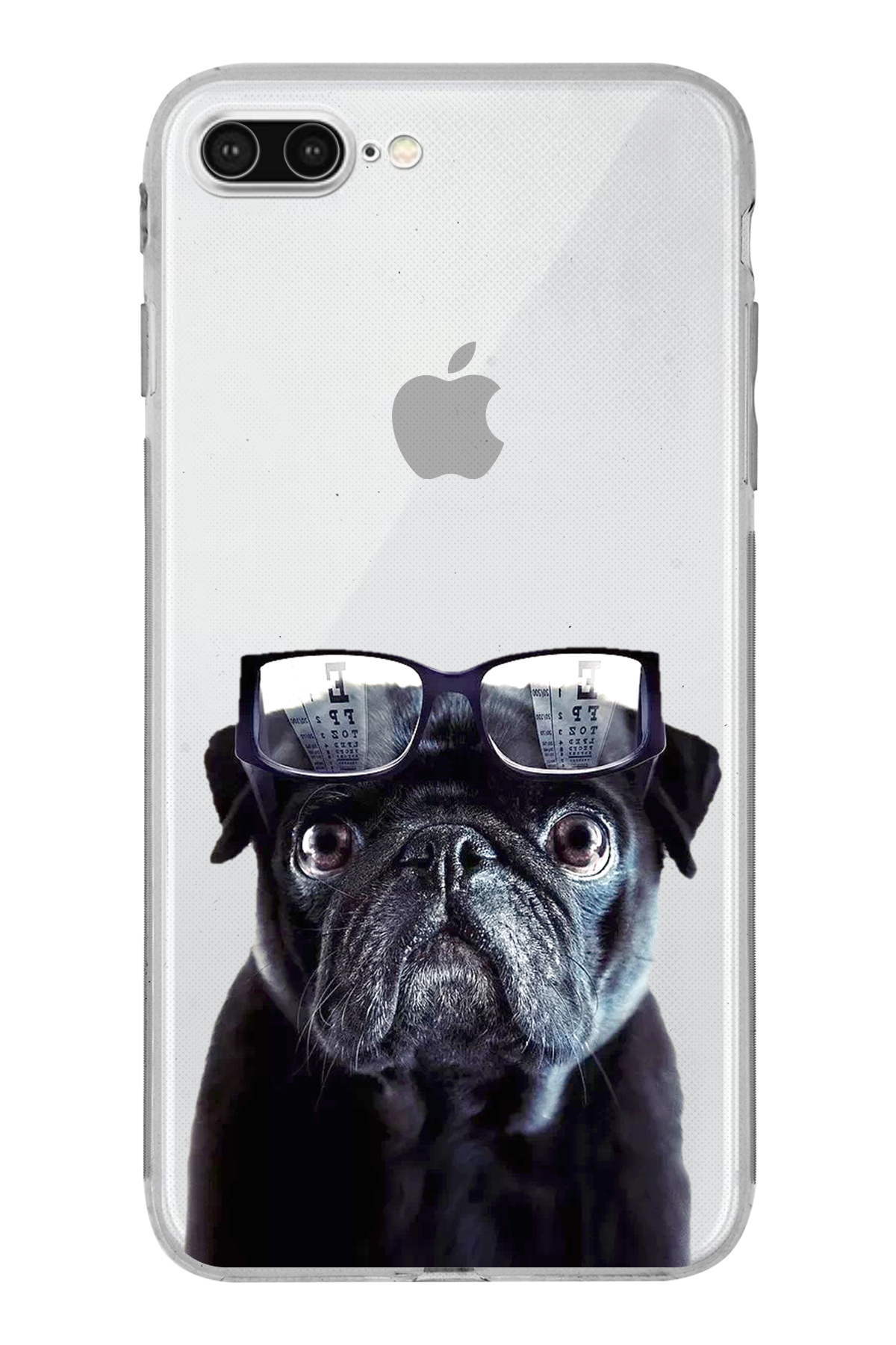 PrintiFy Apple iPhone 8 Plus ile Uyumlu Köpek 3 Kamera Korumalı Şeffaf Kılıf