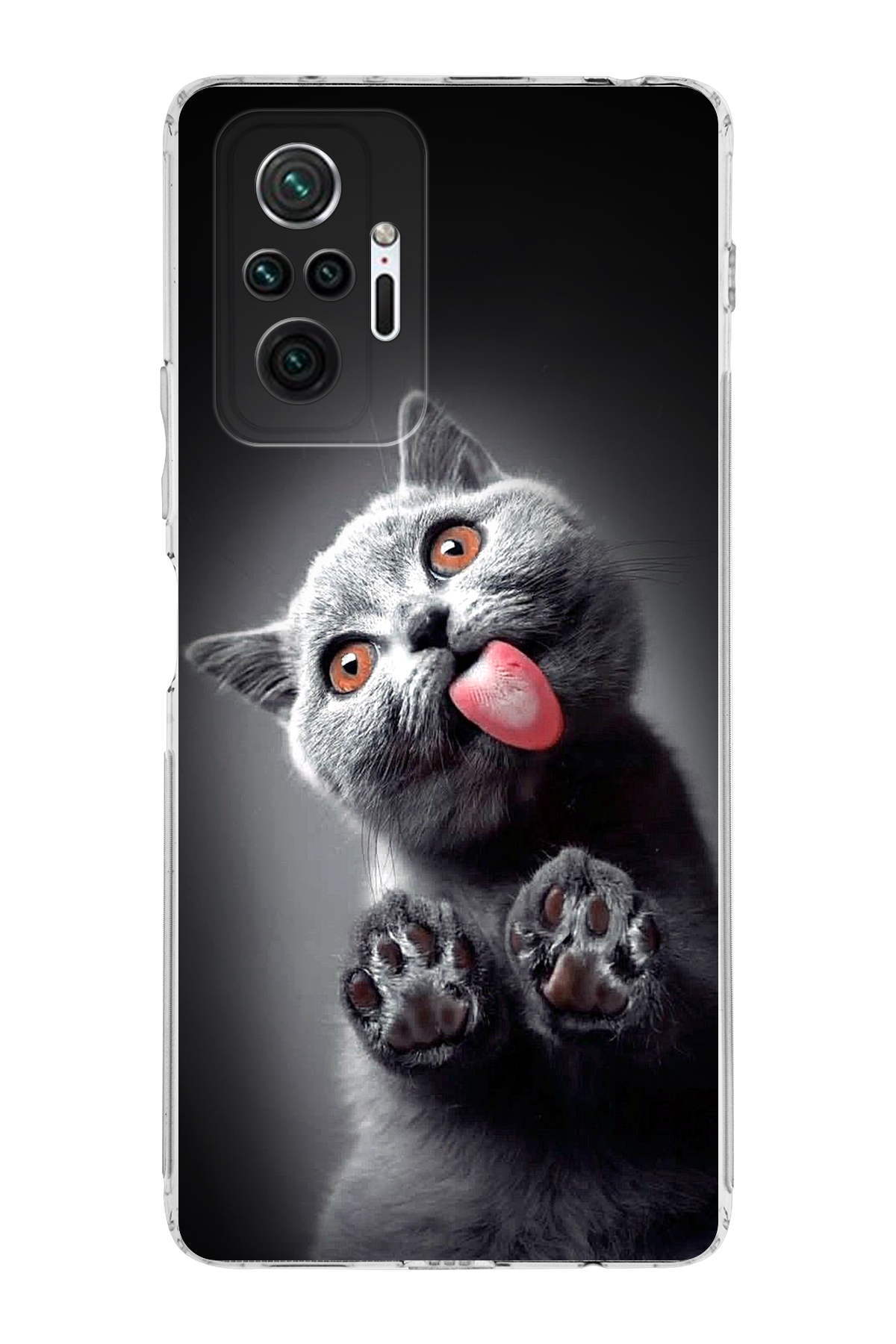 Xiaomi Redmi Note 10 Pro ile Uyumlu Kedi 2 Kamera Korumalı Şeffaf Kılıf