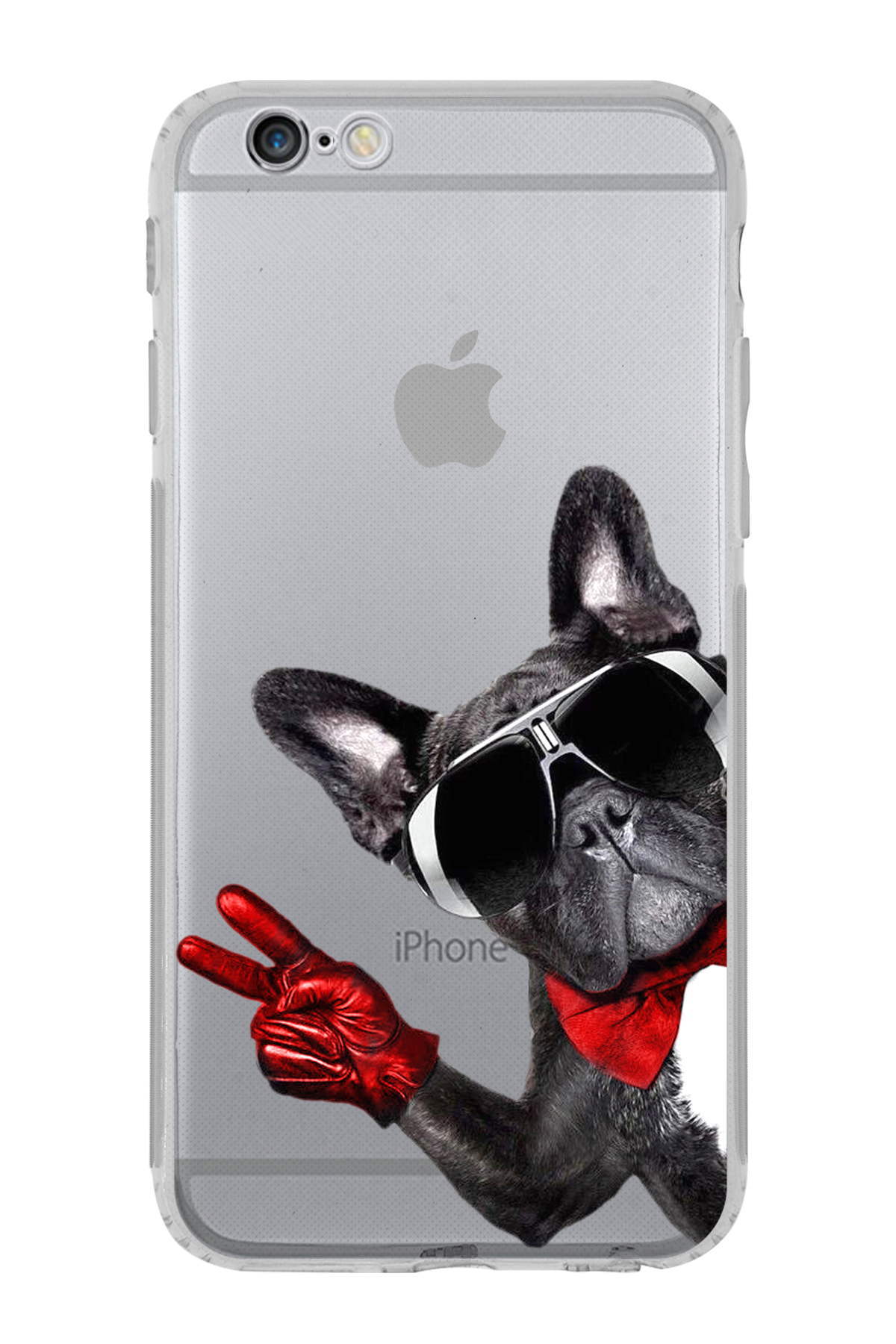 PrintiFy Apple iPhone 6S Plus ile Uyumlu Köpek 2 Kamera Korumalı Şeffaf Kılıf