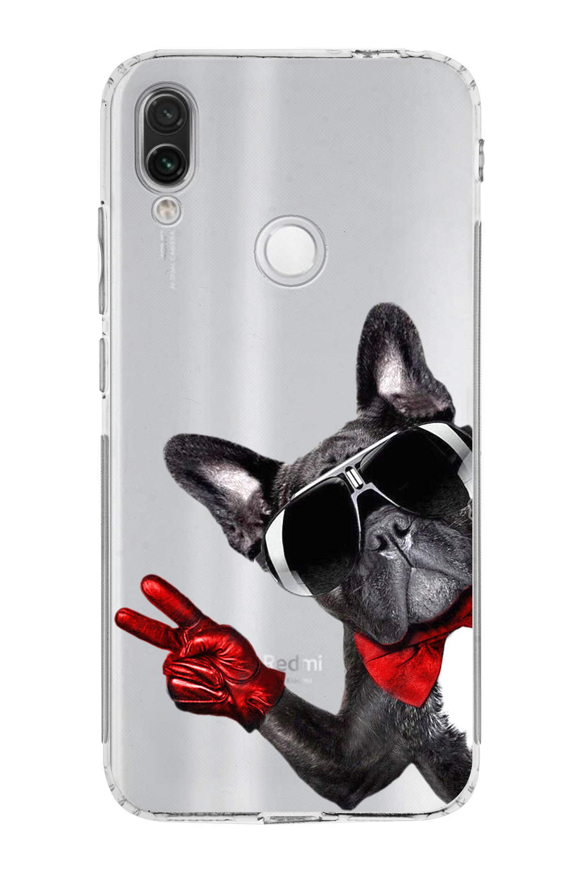Xiaomi Redmi Note 7 ile Uyumlu Köpek 2 Kamera Korumalı Şeffaf Kılıf