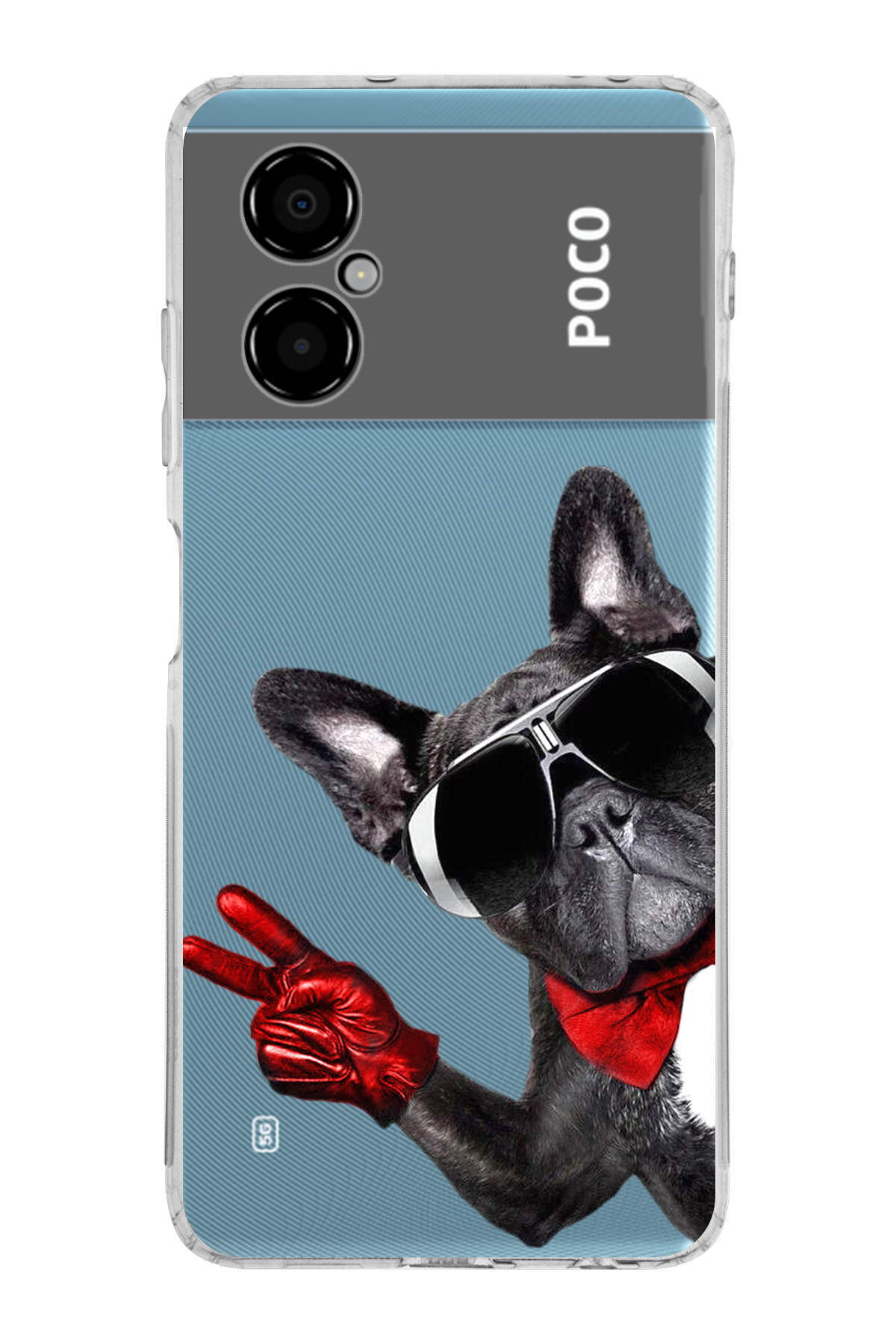 Poco M5 ile Uyumlu Köpek 2 Kamera Korumalı Şeffaf Kılıf