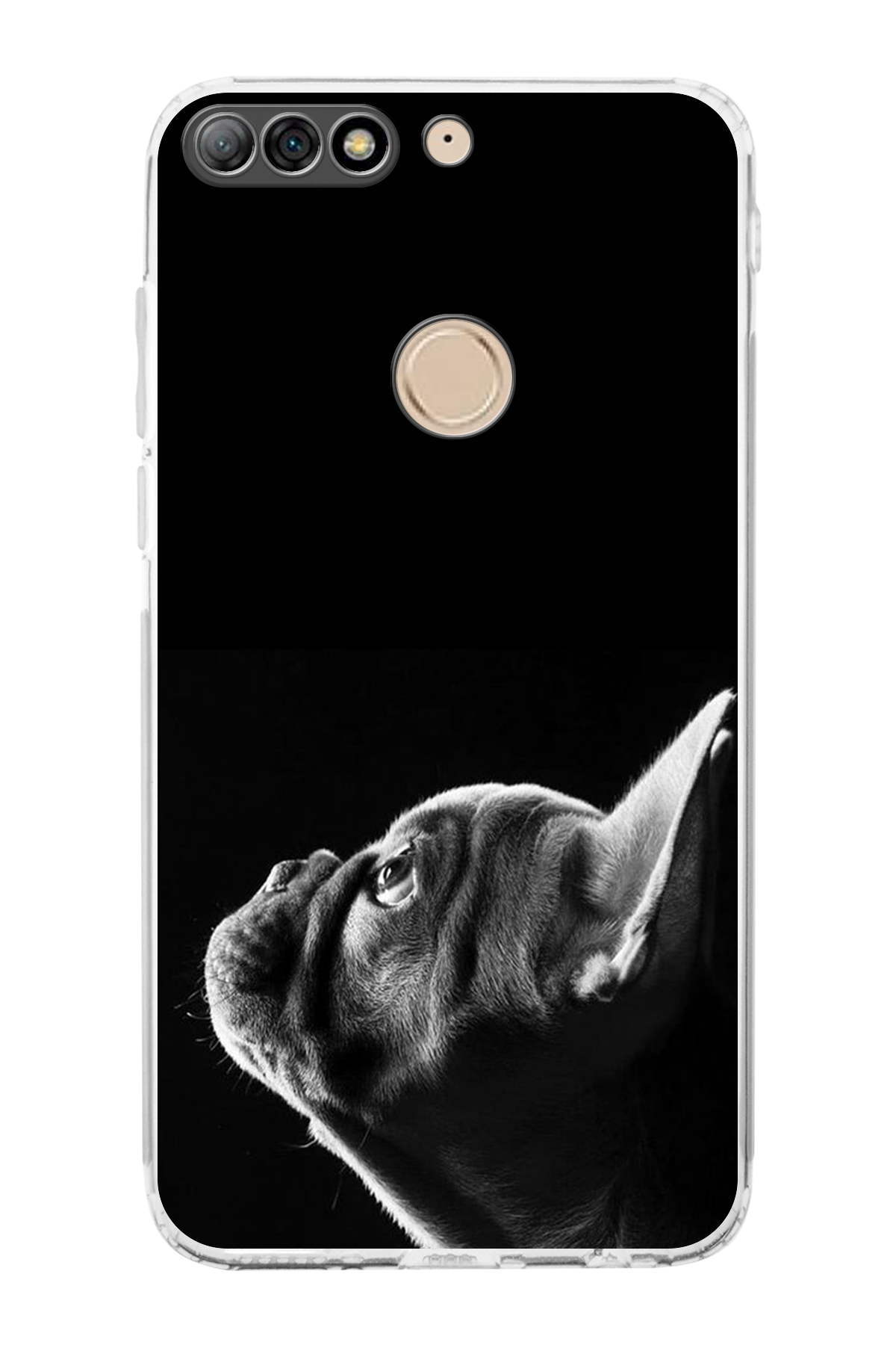 Huawei Y7 2018 ile Uyumlu Köpek 1 Kamera Korumalı Şeffaf Kılıf