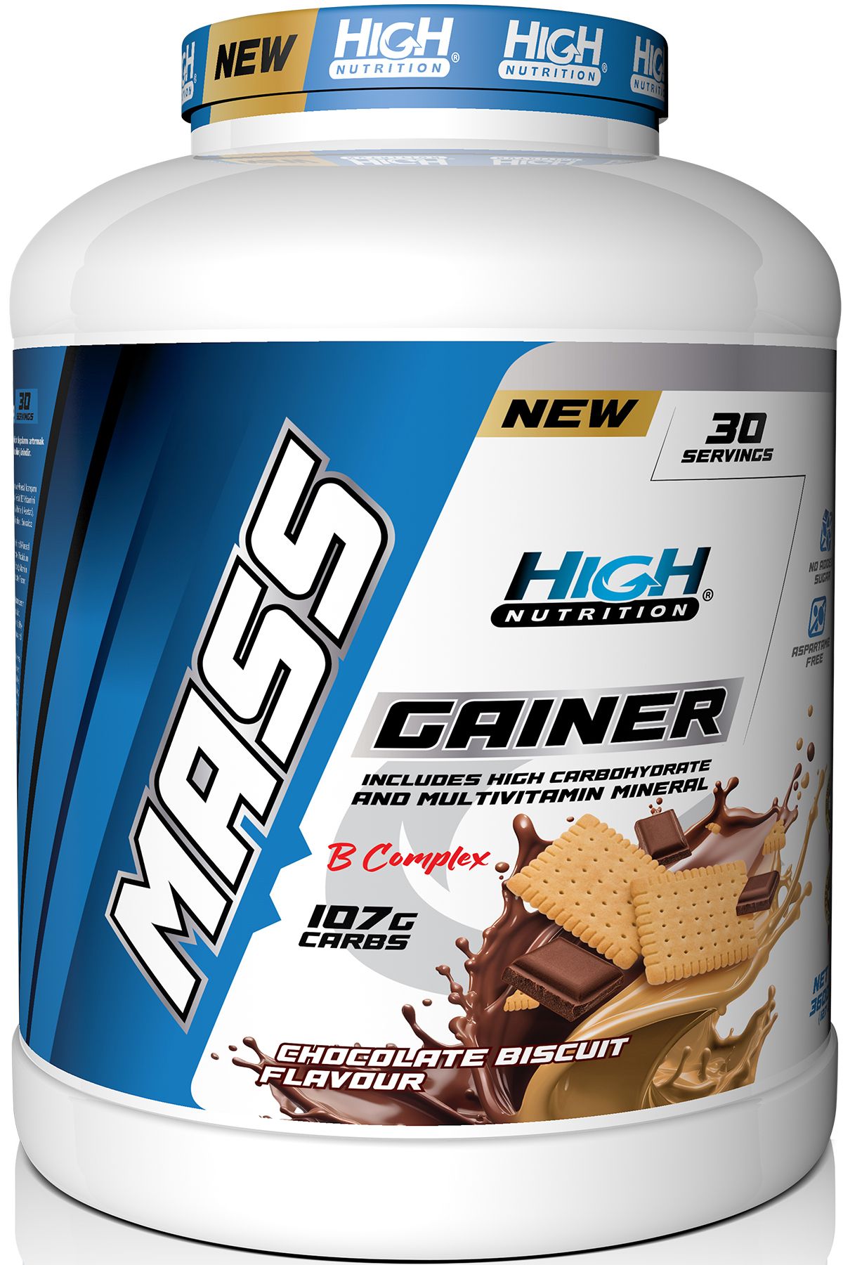 High Nutrition Mass Gainer 3600 Gr Çikolata Bisküvi Aromalı Kilo Almaya Yardımcı Hacim Kütle Kas Karbonhidrat Tozu