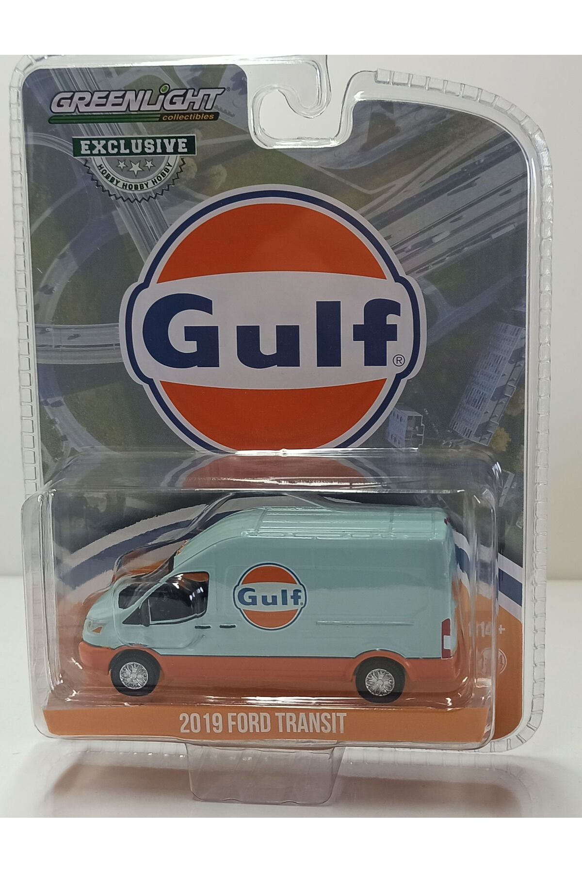 Greenlight 1:64 2019 ford transit lwb high Roof - gulf minibüs