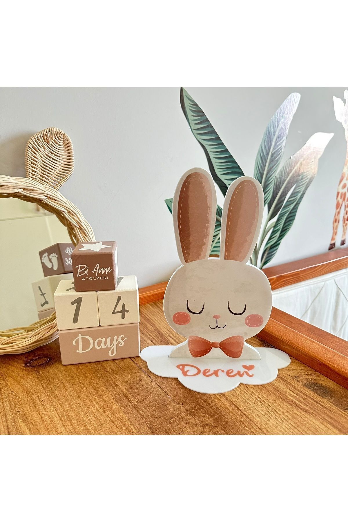 BİANNE ATÖLYESİ Soft Tavşan İllüstrasyon Çizimli Bebek Ve Çocuk Odası Masa Lambası Gece Lambası fotoğrafı 4 (önizleme)