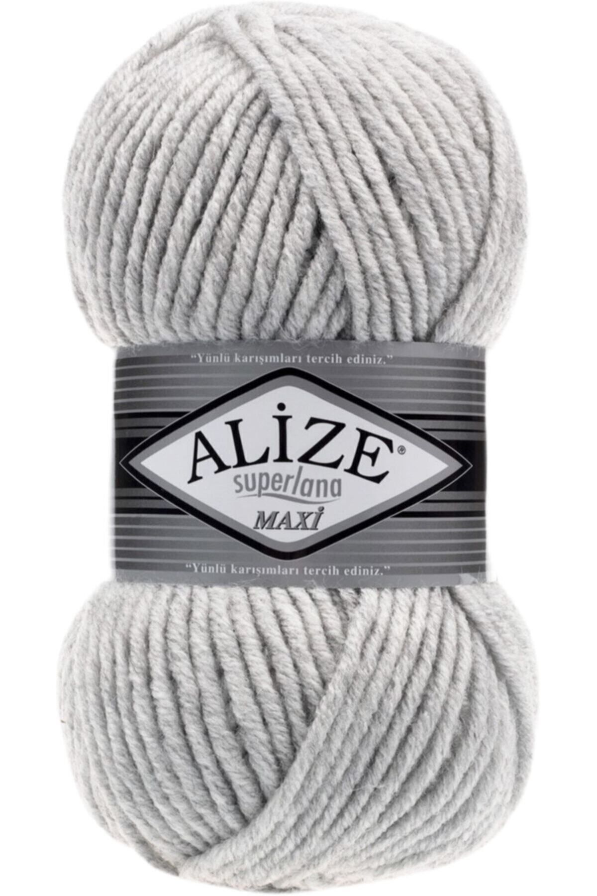 5Pcs Superlana Maxi Light Gray Melange 208 Thick Hand Knitted Rope Vest Cardigan Rope Scarf Beanie Sweater Yarn