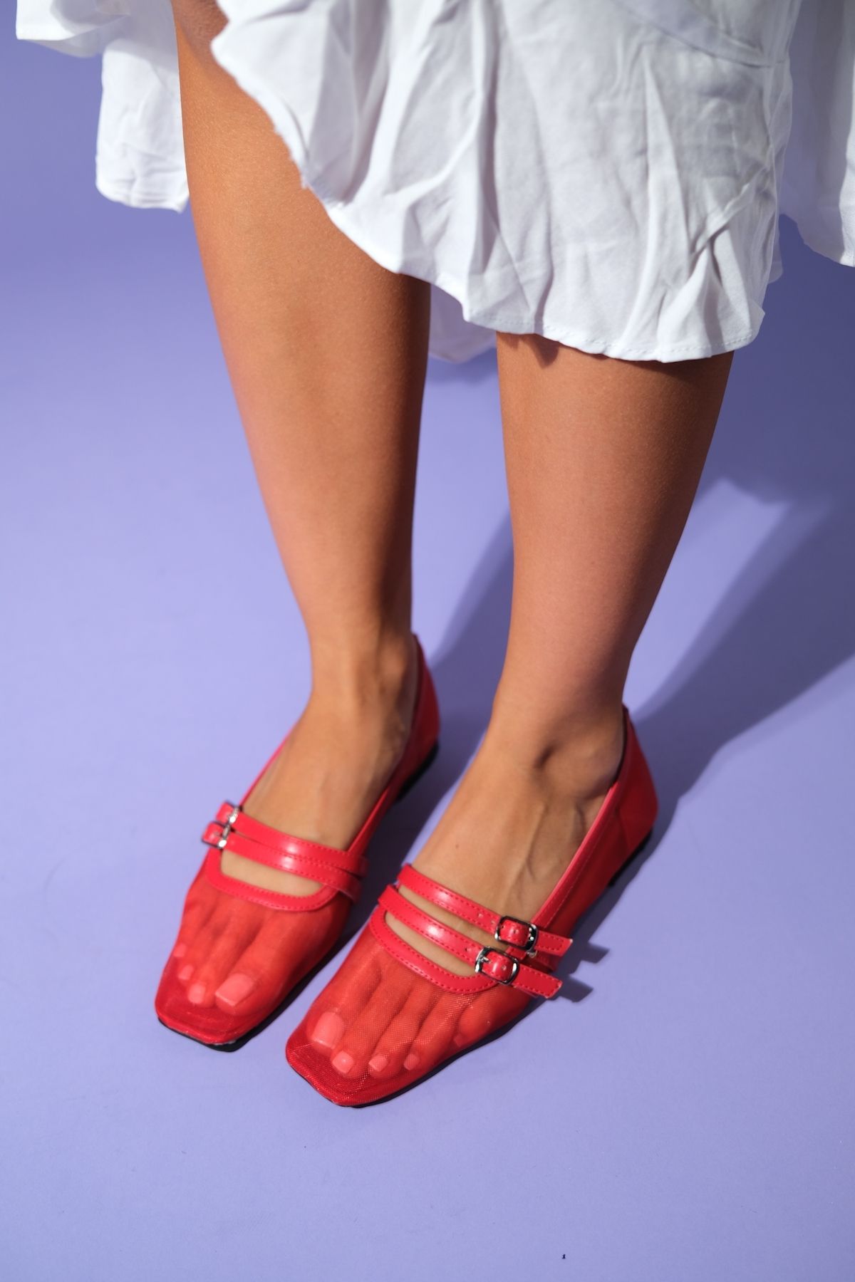 بابیت قرمز زنانه کفش های مسطح خون موانا luvishoes
