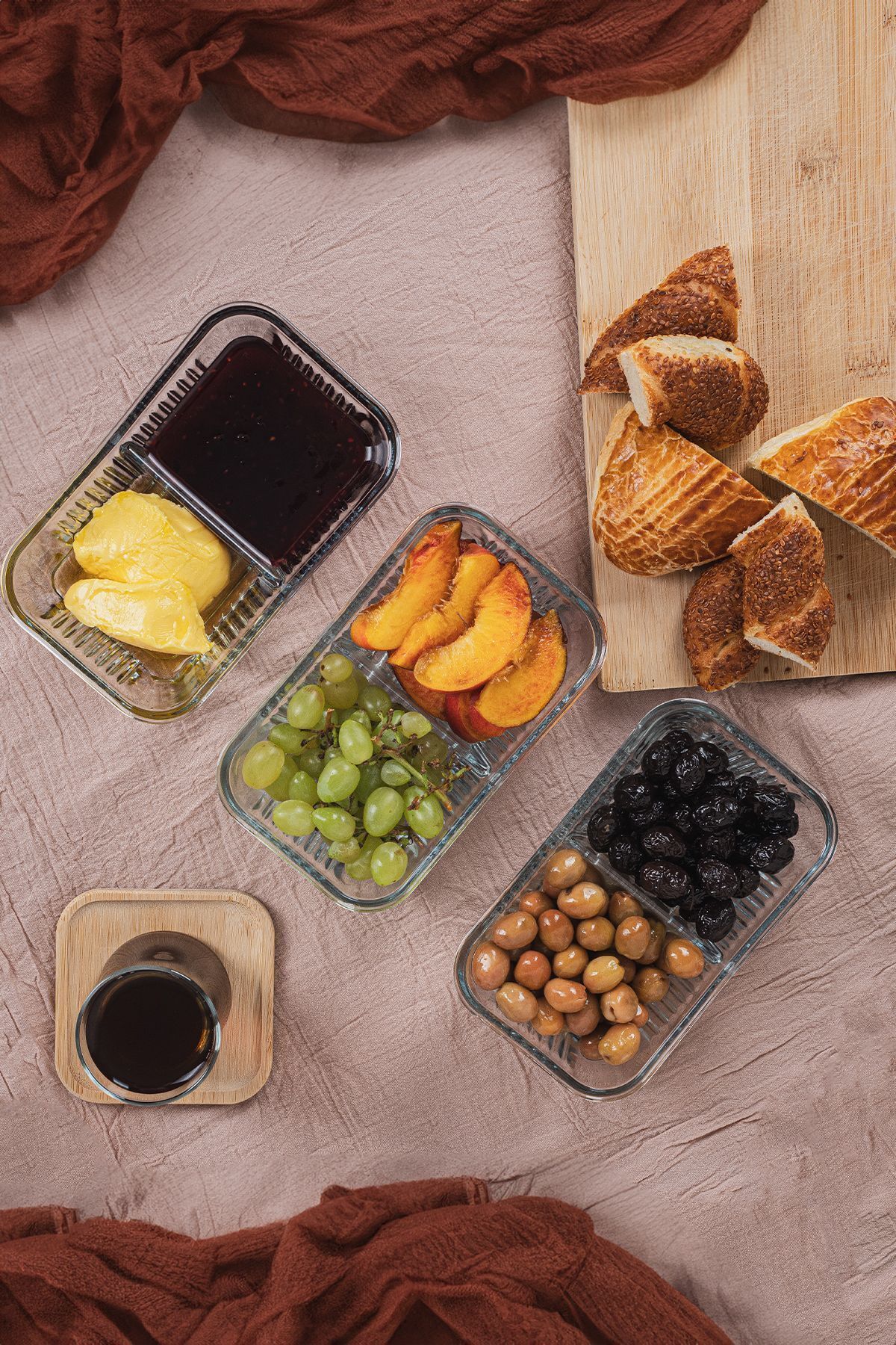 Fhilli-Frigo 2 Compartments - Breakfast Butter, Glass Storage Container with Leak Proof Lid 4