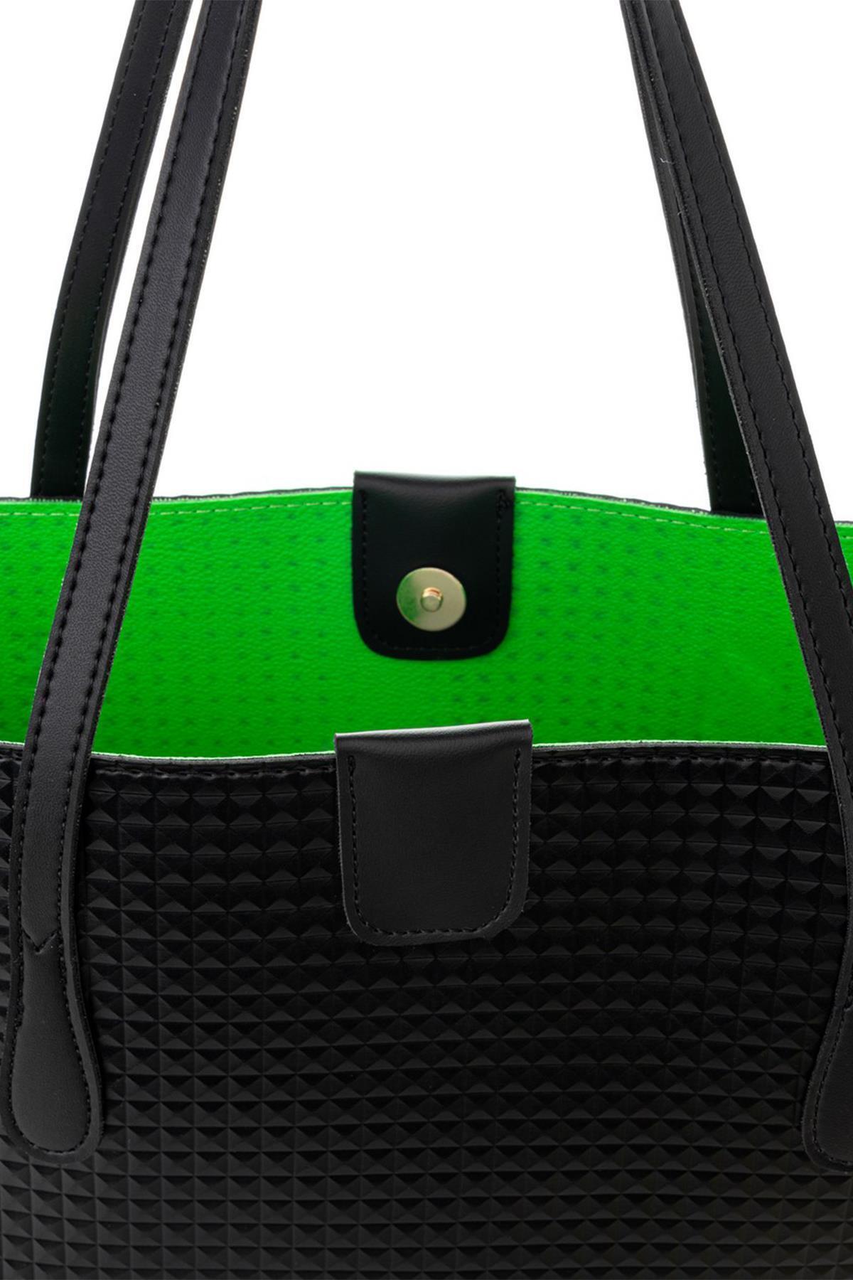 Lucky Bees-Women's Large Faux Leather Tote Shoulder Bag 6