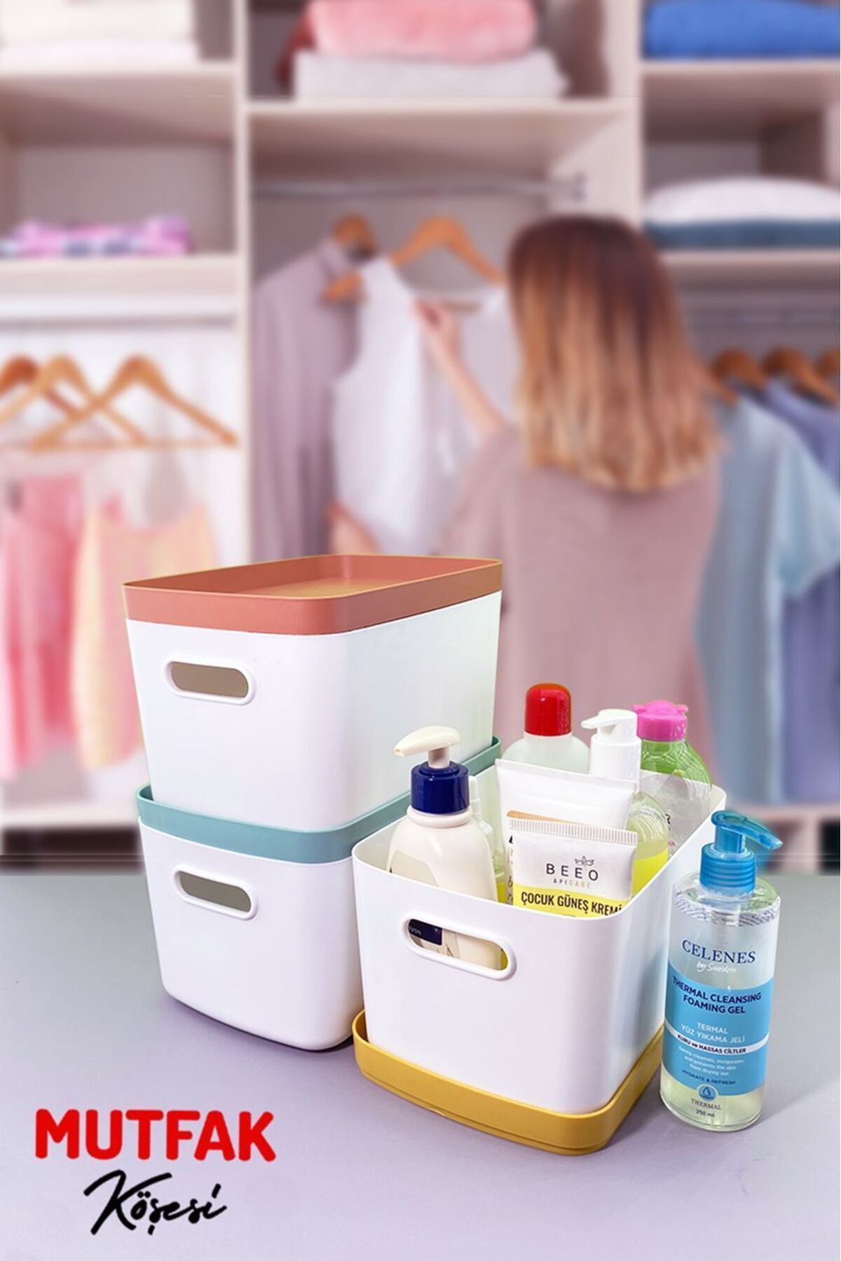Mutfak Köşesi-3 Pieces 4 Lt Multi-Purpose Closet Organizer Box with Lid, Decorative Storage Box 1