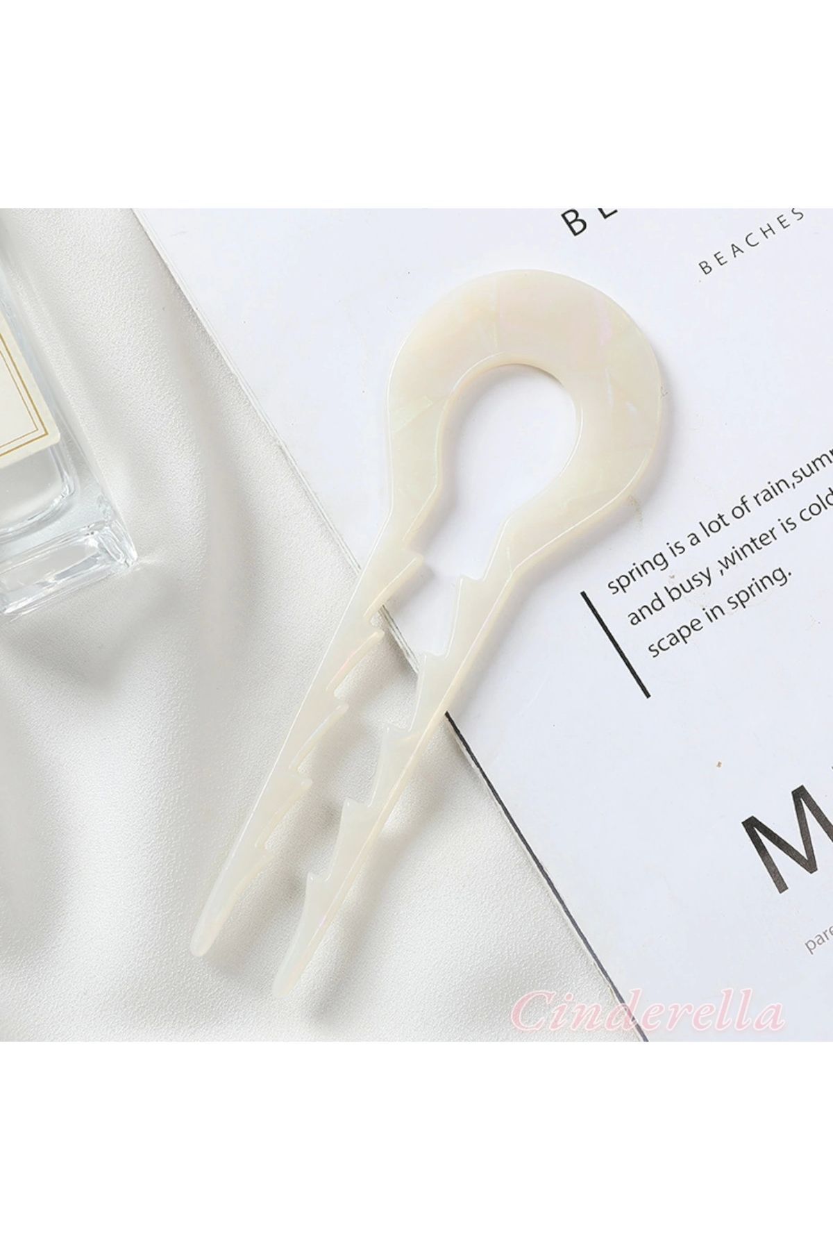 Laser White Model France-Handmade Acetate Bun Buckle - Stick Hair Bun Buckle for Lush Hair