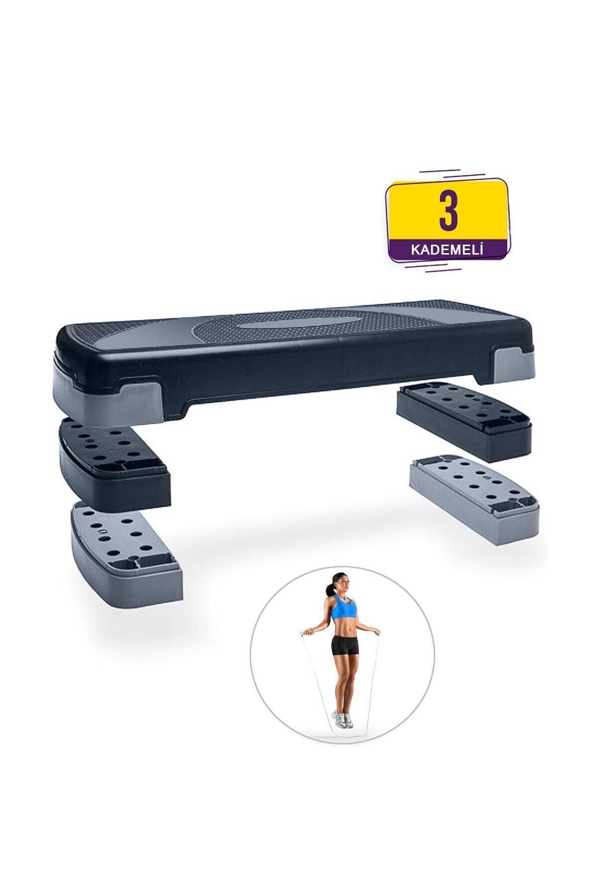 3 Kademeli Fitness Step Tahtası + Atlama Ipi Hediyeli