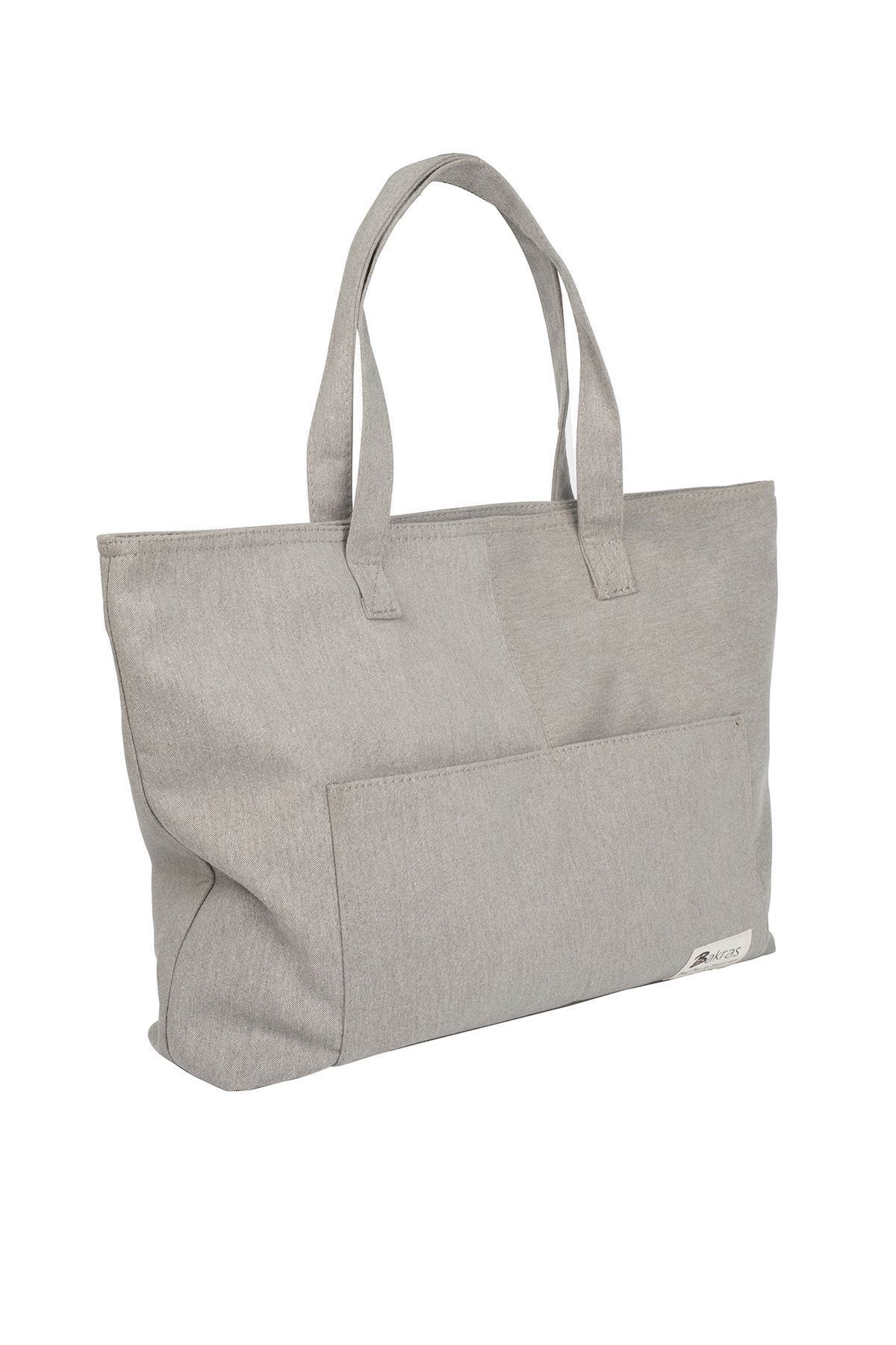 Bakras-Light Gray Canvas Shopper Tote - Large Size, Multi-purpose 4