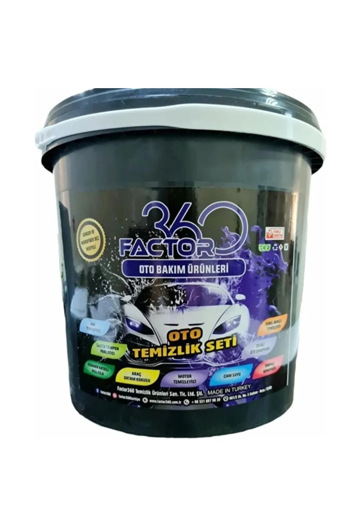 FACTOR 360 ARAÇ TEMİZLİK SETİ 14 PARÇA SET KOVA