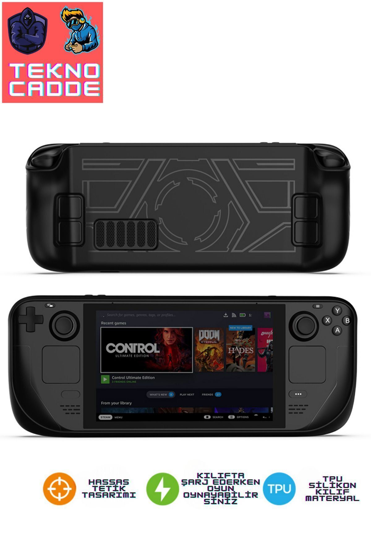 TY-2830 El Tutucu Grip Tasarım UyumluTPU STEAM DECK Silikon Koruyucu Kılıf