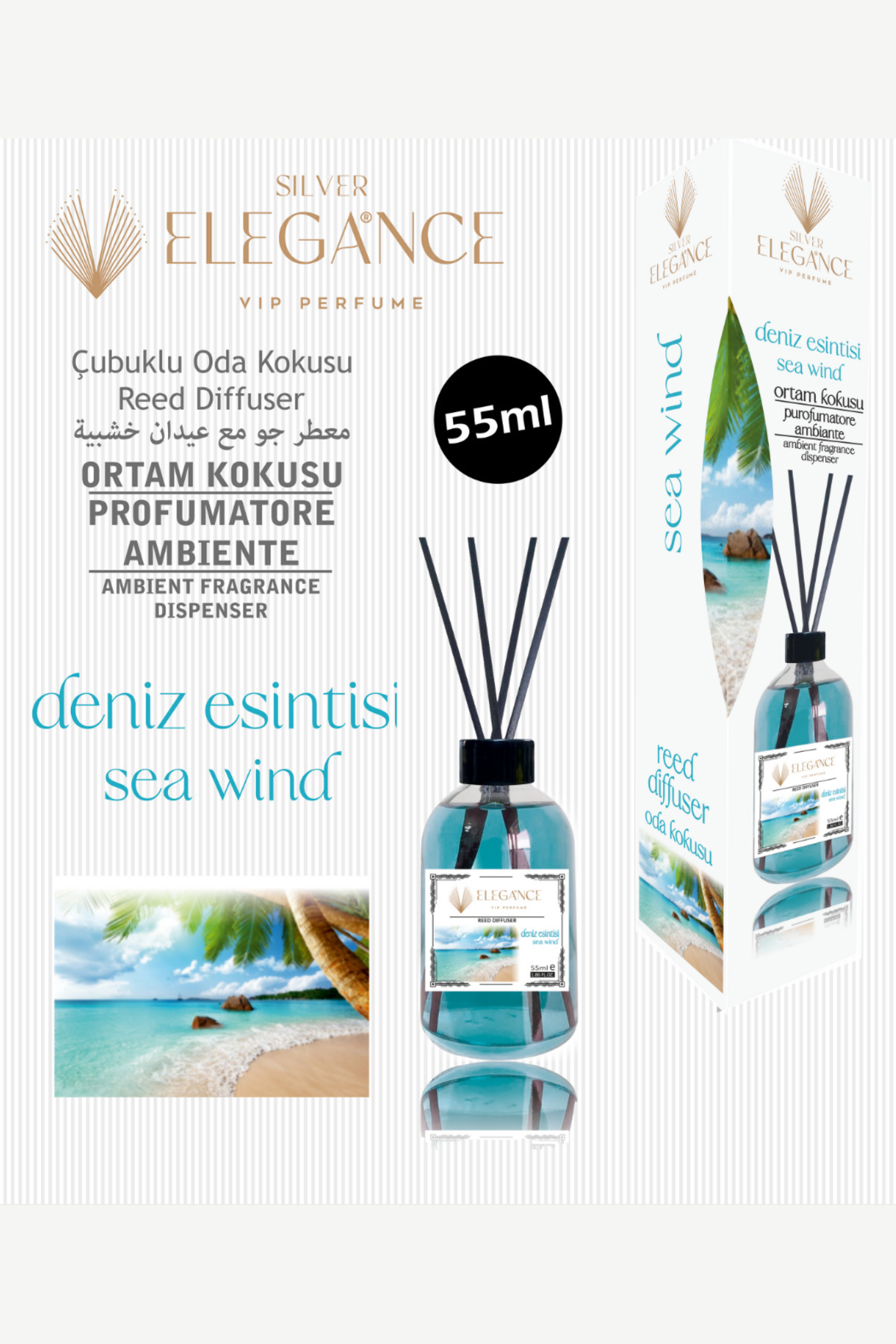 Özel Fiyat - Deniz Esintisi Reed Diffuser Bambu Çubuklu Oda Kokusu (55 ML)