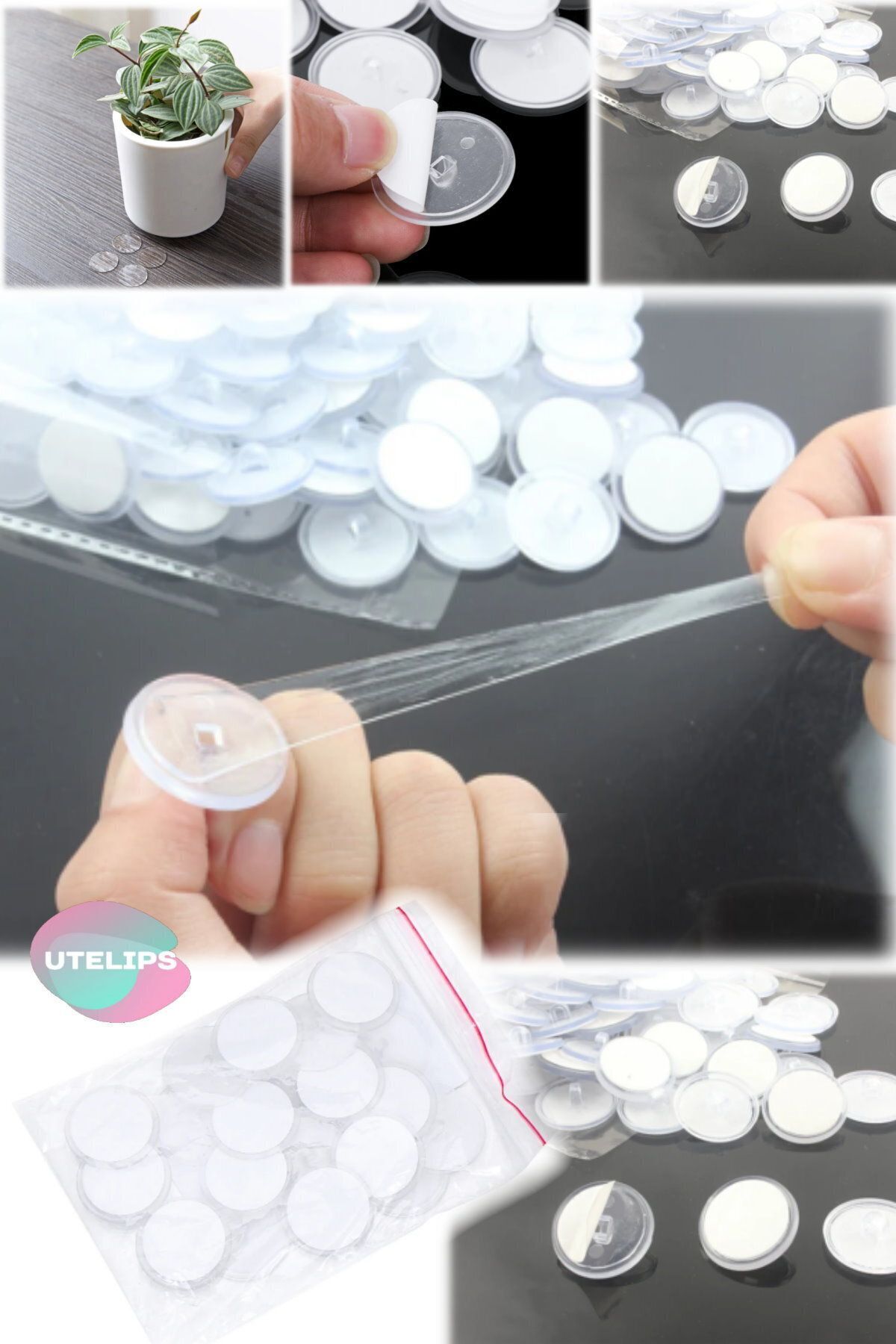 Küçük Burjuvazi-60 Pieces Multi-Purpose Without Using Nails Adhesive Diameter Without Punching Paste Painting Note Frame Plaque Hanging 5