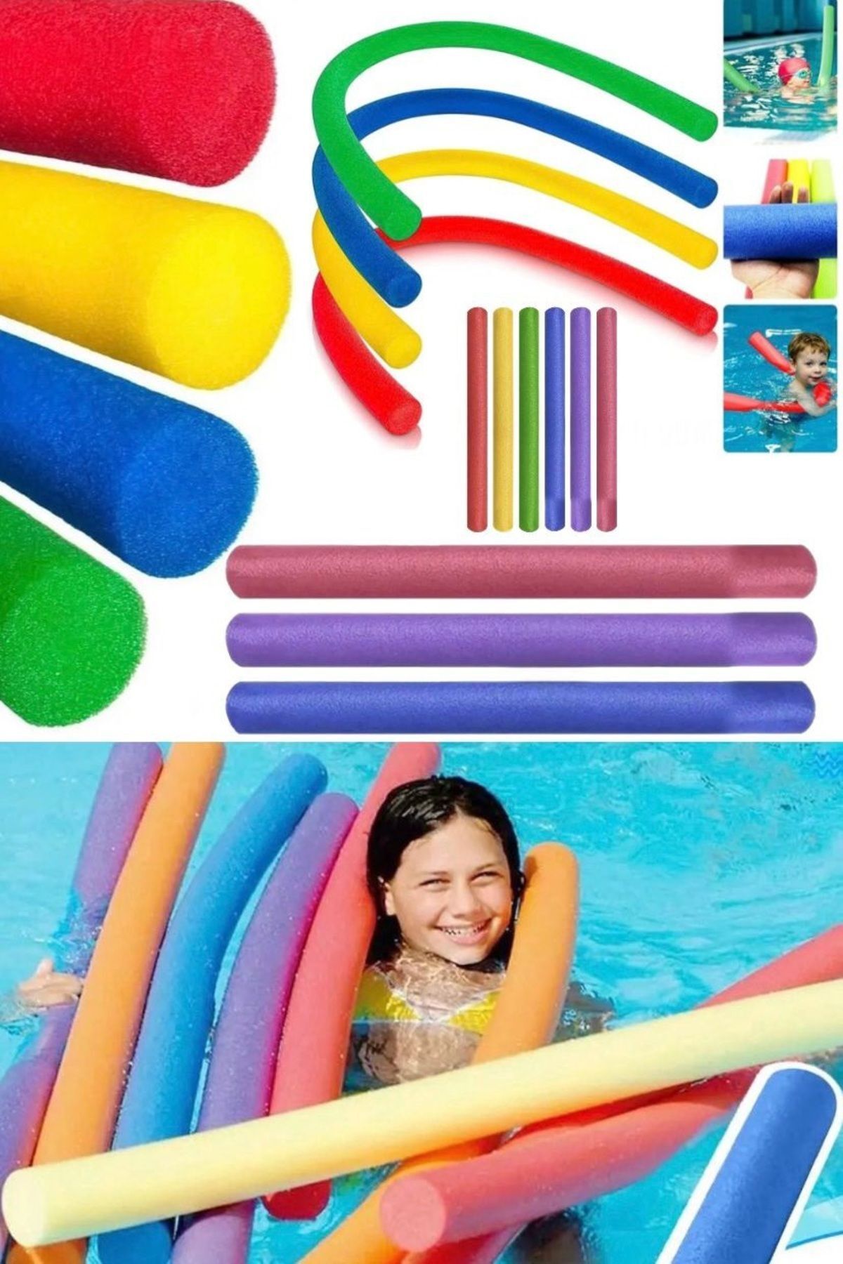 Utelips-Foam Sticks Floating Foam Sticks For Swimming Sea Pool Non-Sinking Soft Practical Learning Sticks 2
