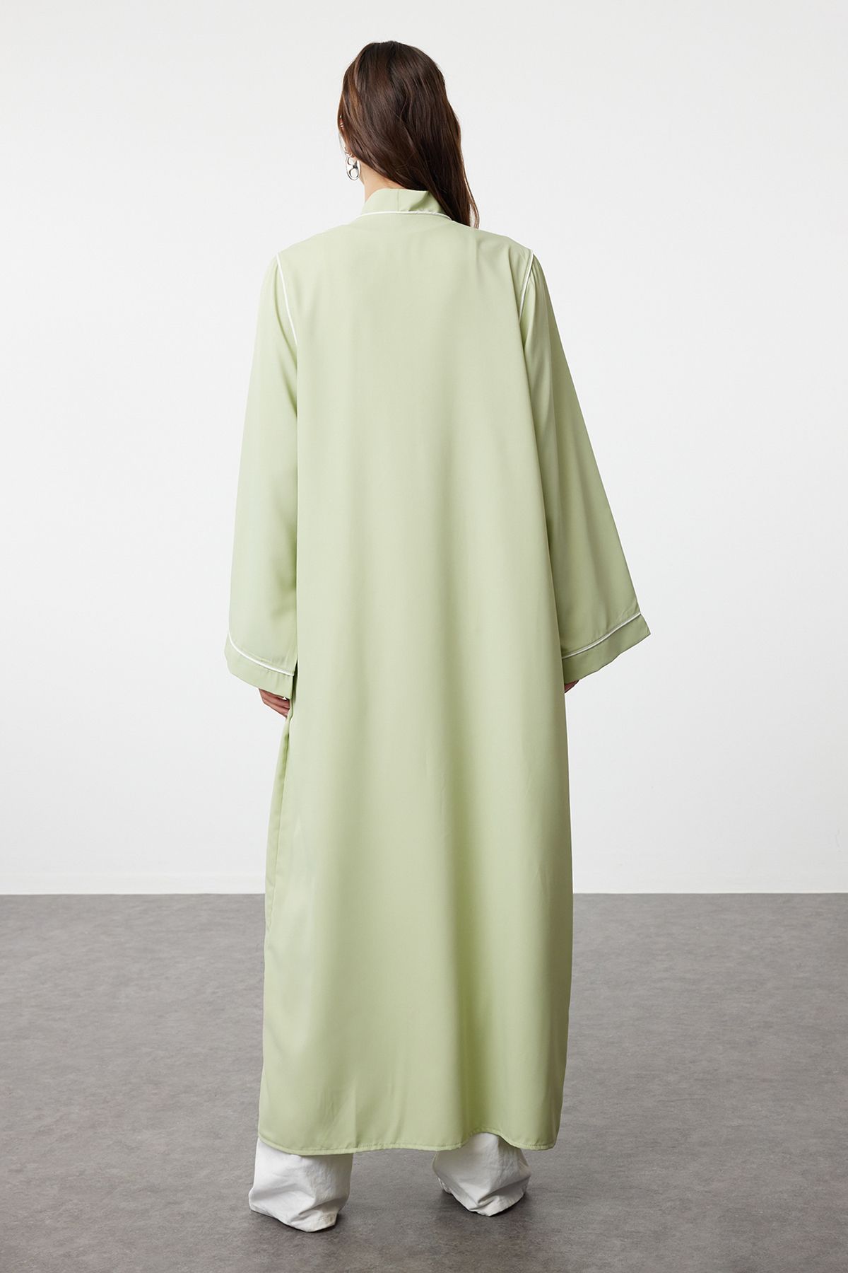 Trendyol Modest-Tkana czapka - Khaki z lamówką, szczegółowa Ferace i abaja TCTSS24KF00042 5