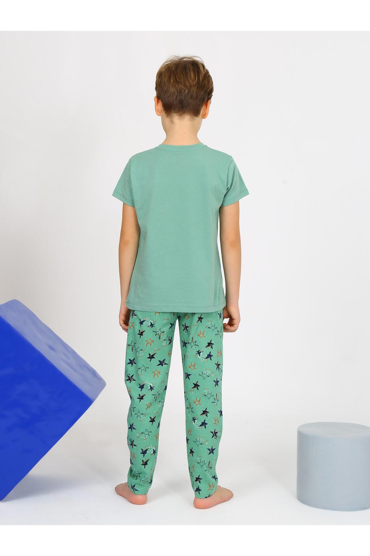 vitmo Erkek Çocuk Kısa Kollu %100 Pamuklu Flight Pijama Takımı fotoğrafı 3 (önizleme)