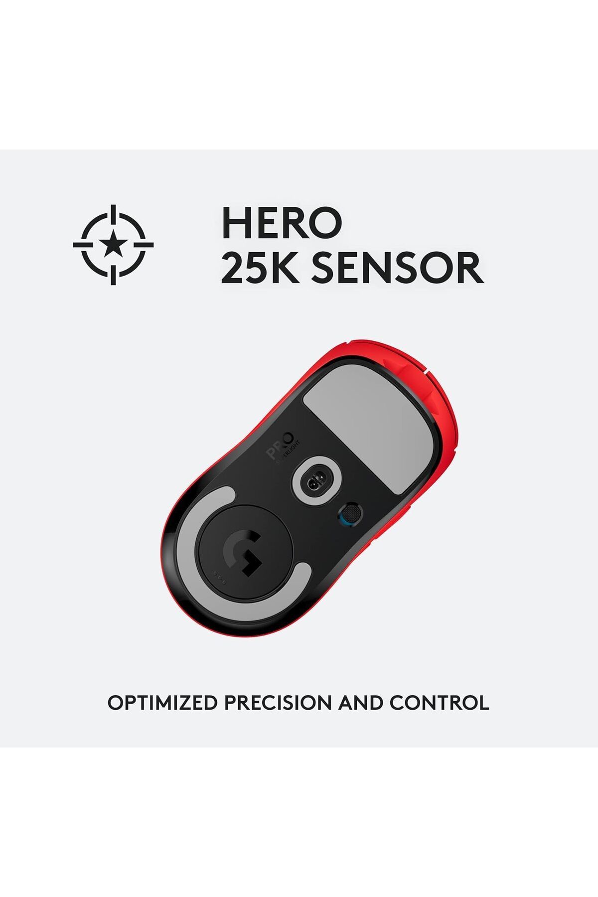 logitech-G PRO X SUPERLIGHT - ماوس ألعاب لاسلكي أحمر، مستشعر HERO 25K، 25.600 نقطة لكل بوصة 5