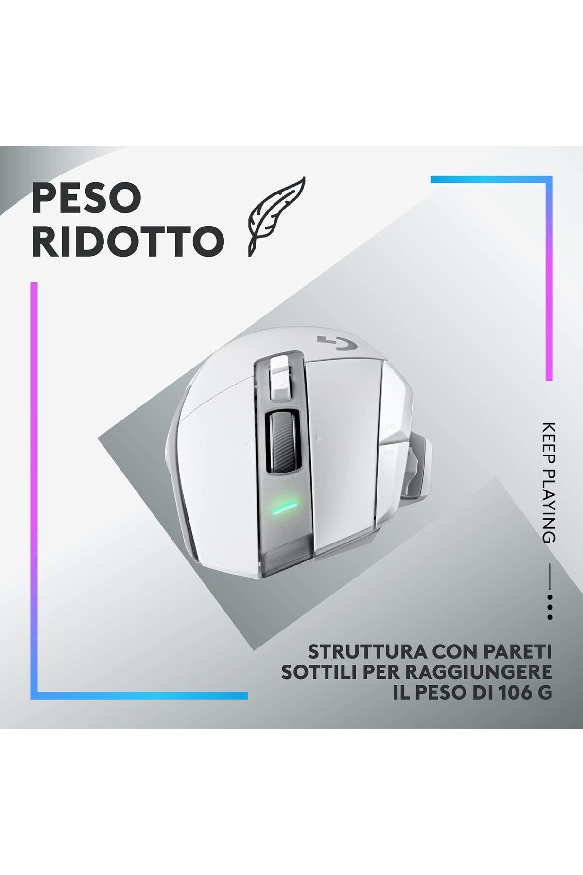 logitech-G502 X PLUS LIGHTSPEED Wireless RGB Gaming Mouse LIGHTSYNC RGB, HERO 25K sensor-White 7